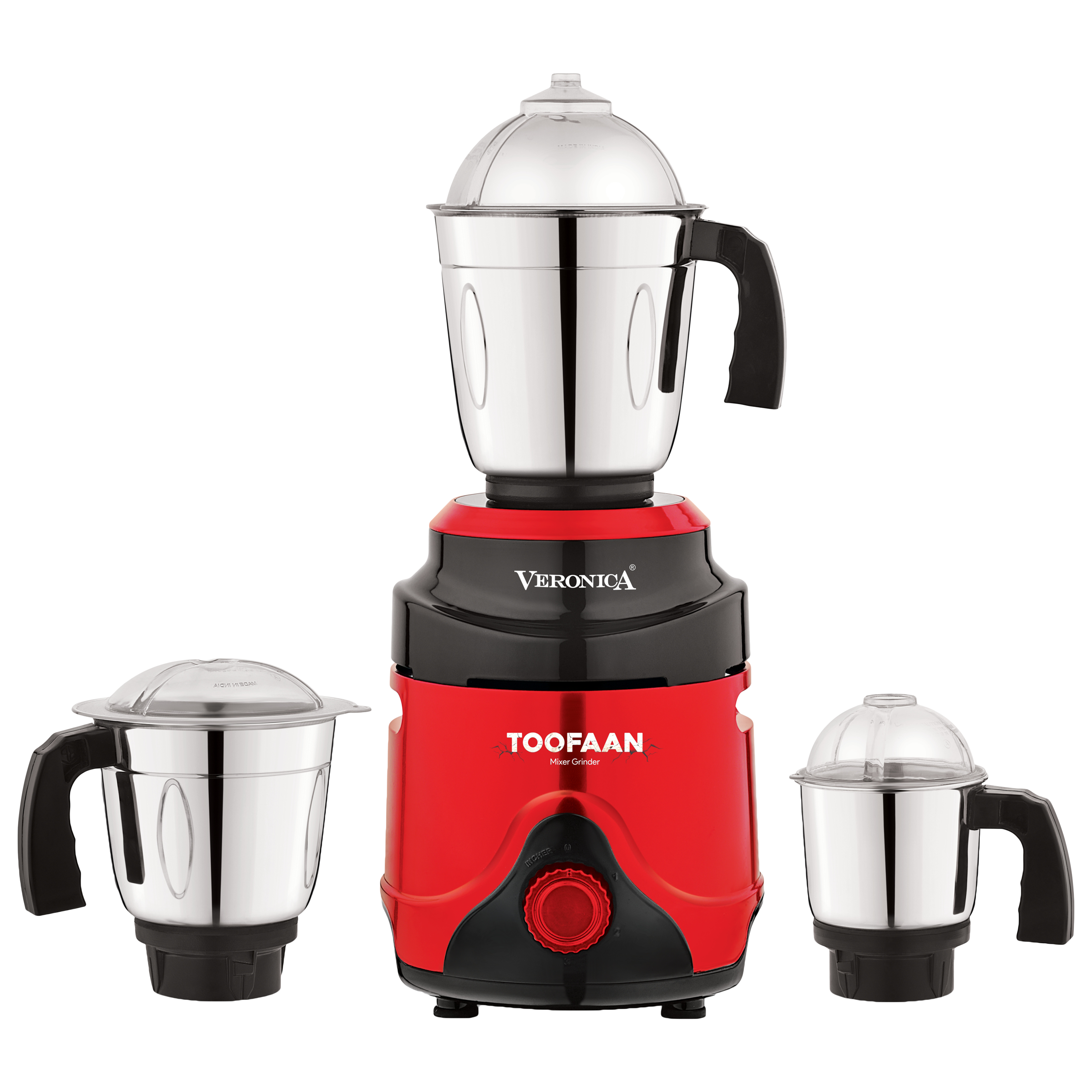 Veronica Toofan 1000 Watt 3 Jars Mixer Grinder (18000 RPM, 3 Speed Settings, Red and Black)_1