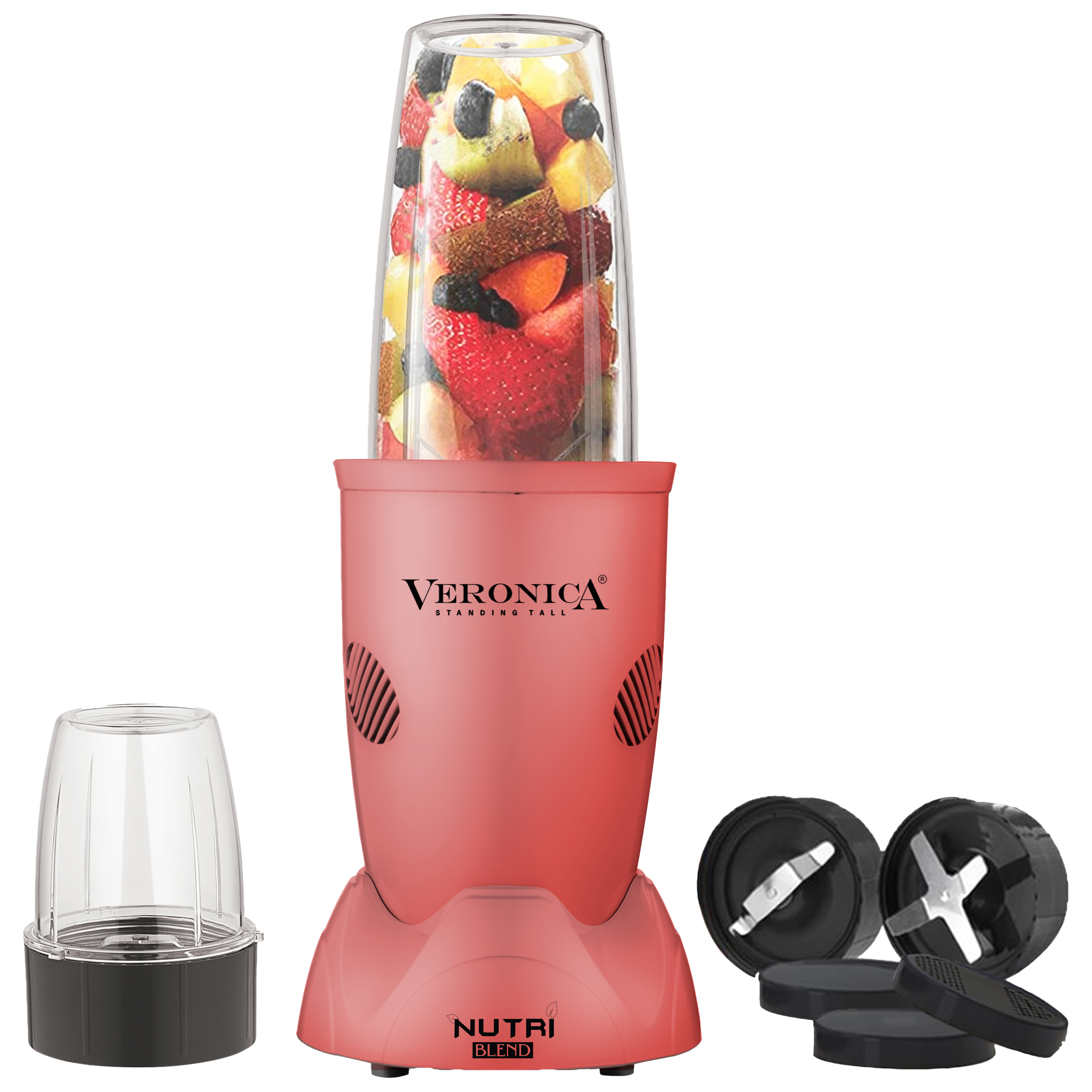 Veronica Nutriblend 500 Watt 2 Jars Mixer Grinder Blender (22000 RPM, Motor Overload Protector, Matte Pink)_1