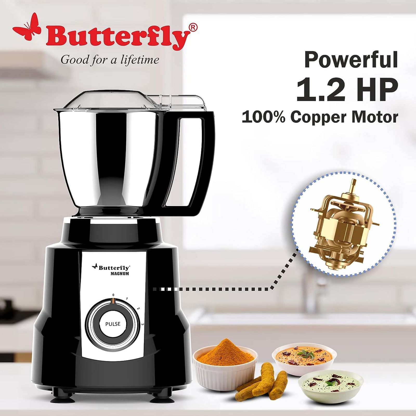 Butterfly Magnum 900 Watt 3 Jars Mixer Grinder (Hands Free Operation, Black)_5