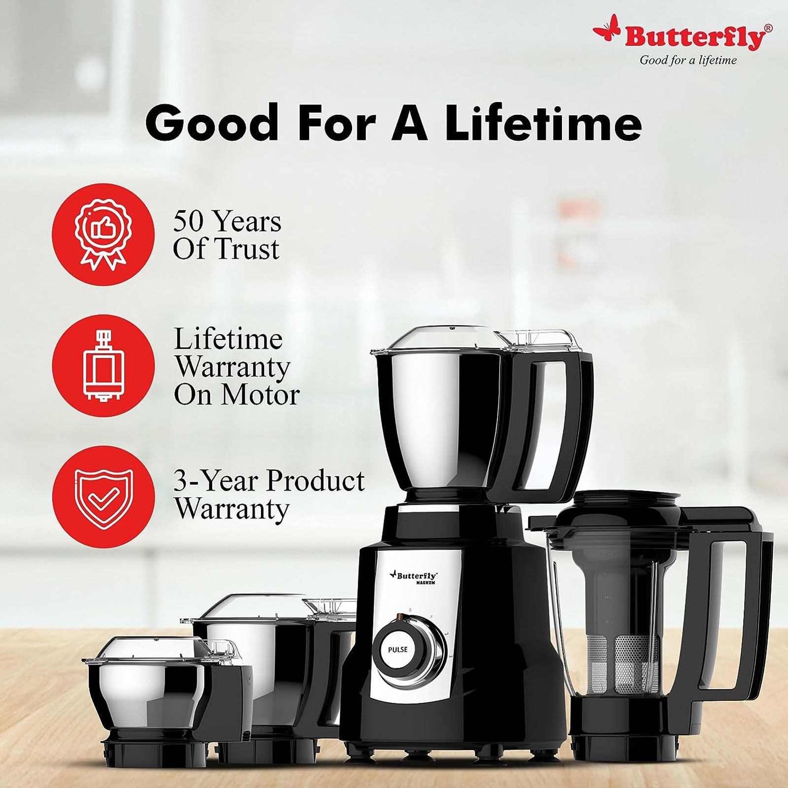 Butterfly Magnum 900 Watt 4 Jars Mixer Grinder (22000 RPM, Spill Proof, Black)_8