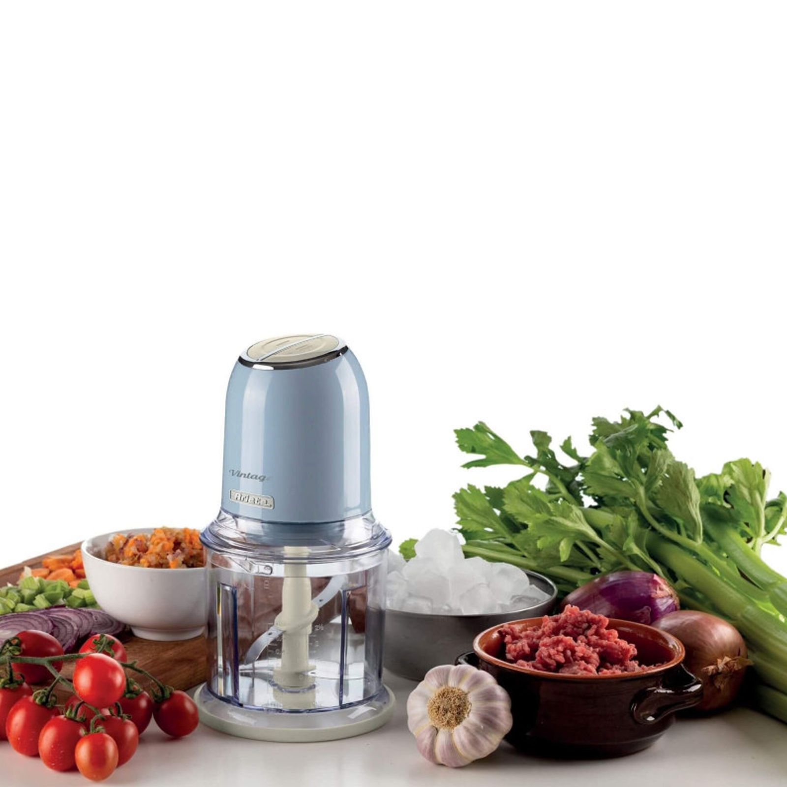 Ariete Vintage 400 Watt Vegetable and Fruit Chopper with 4 Blades (Blue) Ariete Vintage 400 Watt Vegetable and Fruit Chopper with 4 Blades (Blue)_7