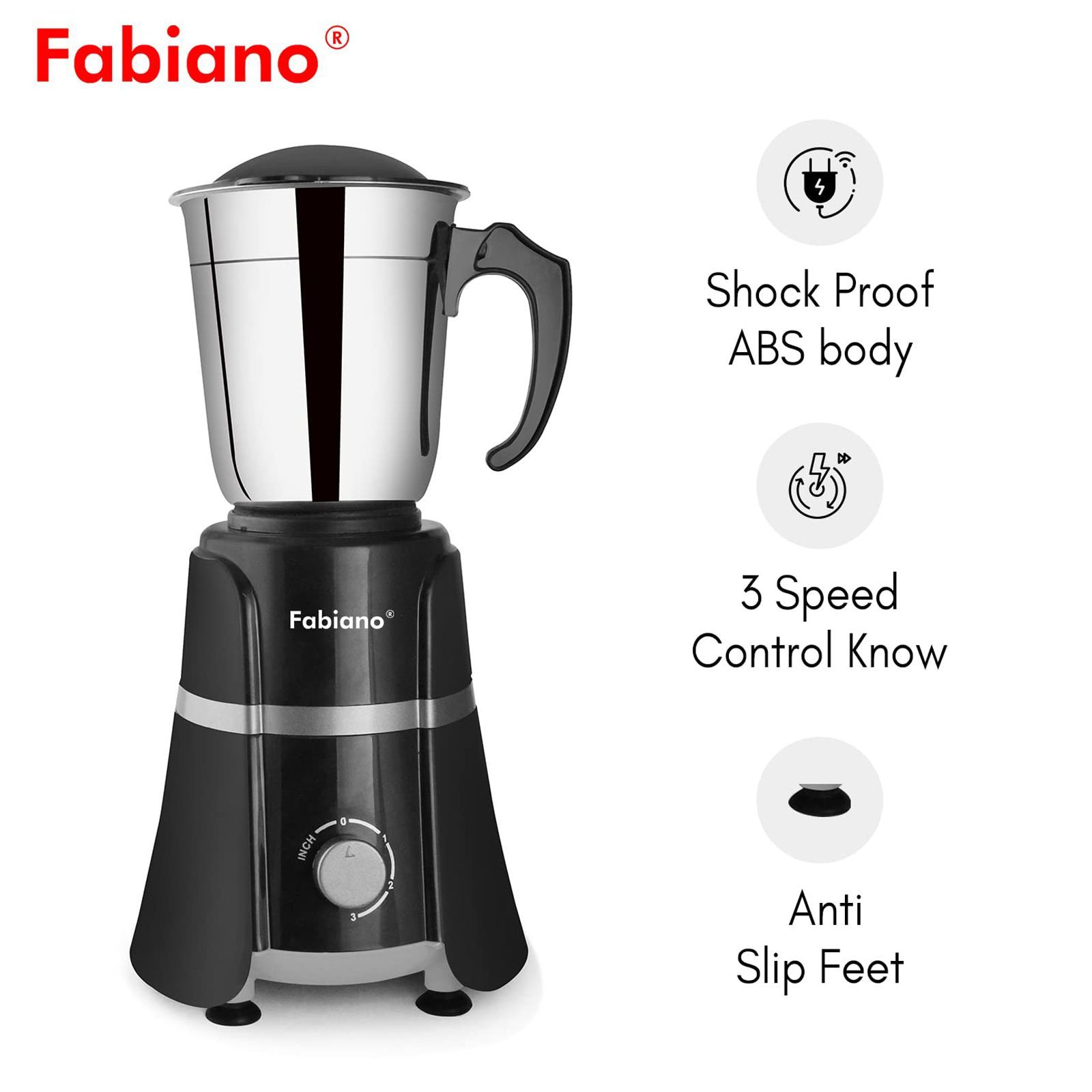 Fabiano FAB-MG-Bliss 500 Watt 2 Jars Juicer Mixer Grinder (Black)_5
