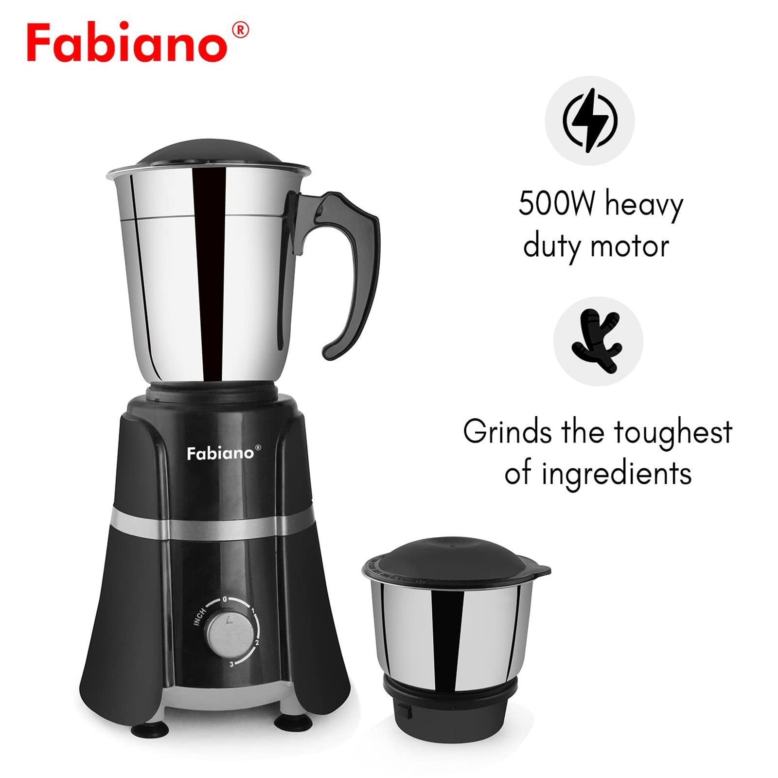 Fabiano FAB-MG-Bliss 500 Watt 2 Jars Juicer Mixer Grinder (Black)_6
