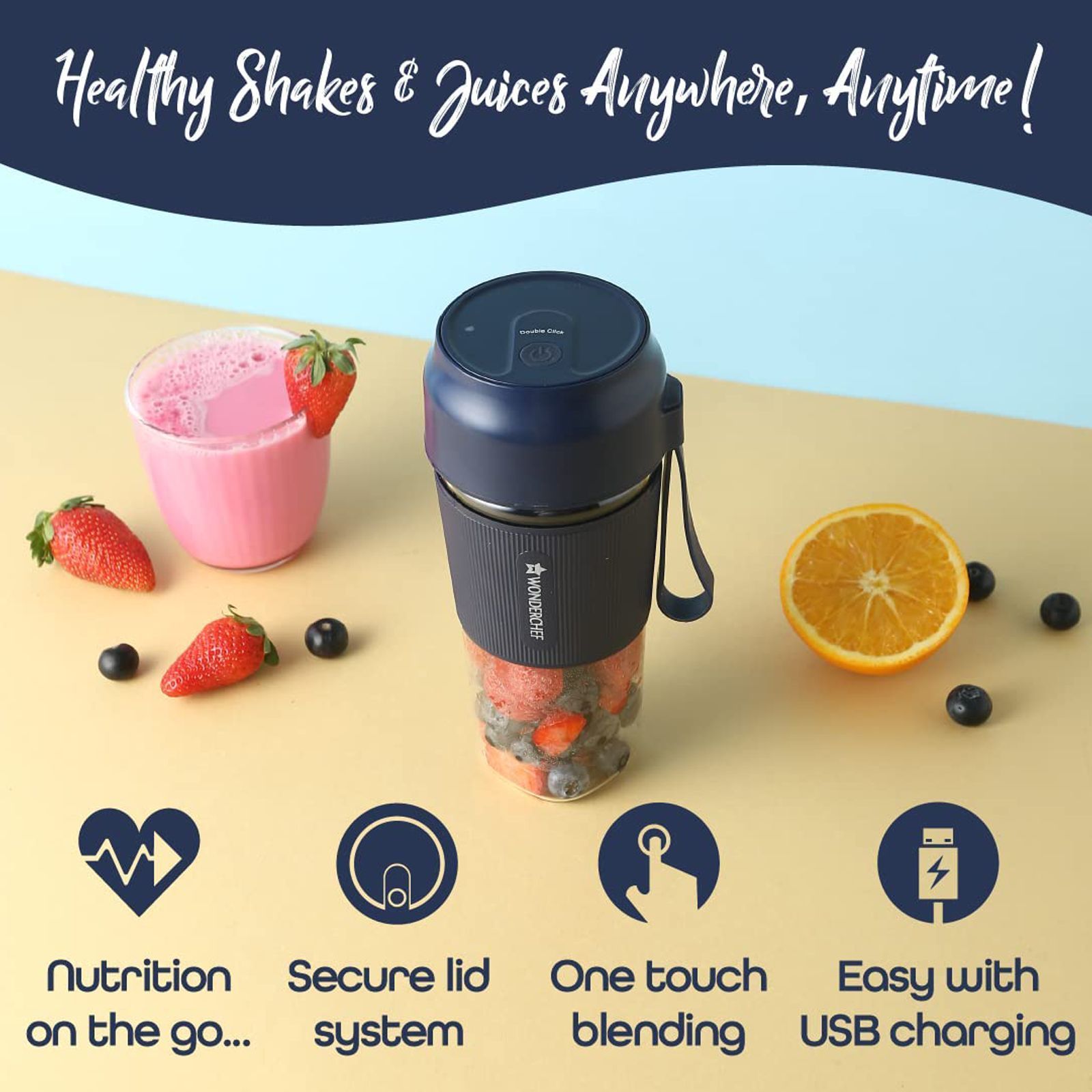 WONDERCHEF Nutri Cup 40 Watt Portable Blender (Dishwasher Safe, Blue)_4