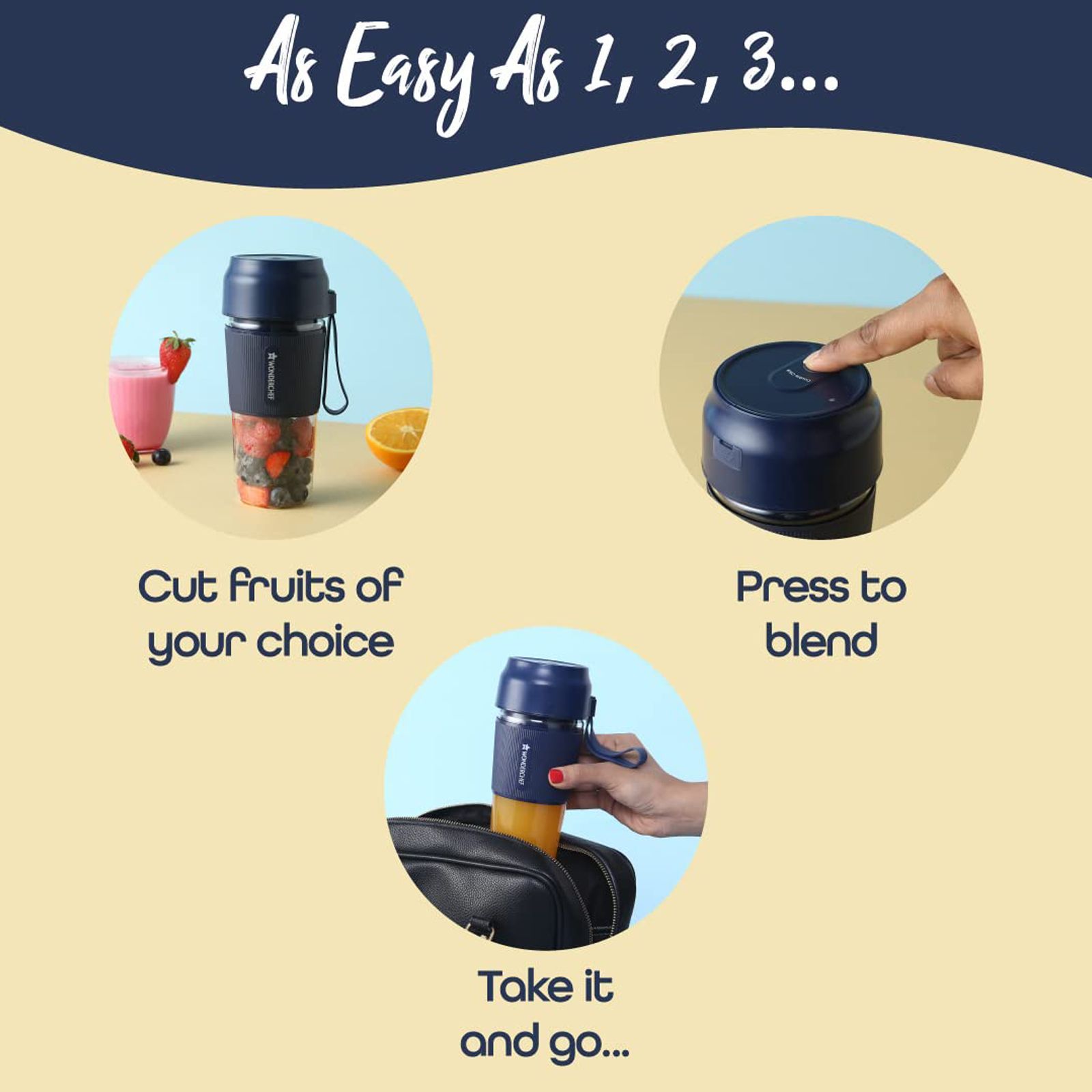 WONDERCHEF Nutri Cup 40 Watt Portable Blender (Dishwasher Safe, Blue)_5