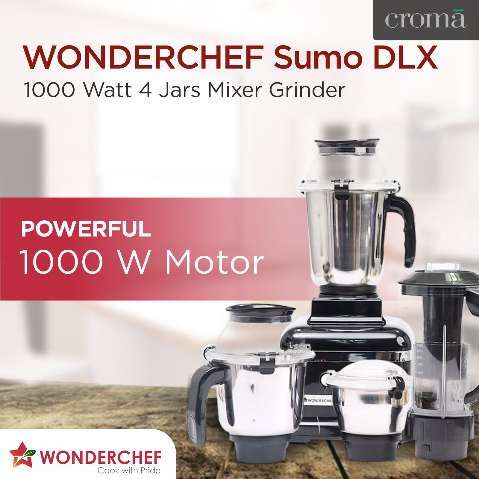 WONDERCHEF Sumo Black DLX 1000 Watt 4 Jars Mixer Grinder (Advanced Air Ventilation System, Black) WONDERCHEF Sumo Black DLX 1000 Watt 4 Jars Mixer Grinder (Advanced Air Ventilation System, Black)_12