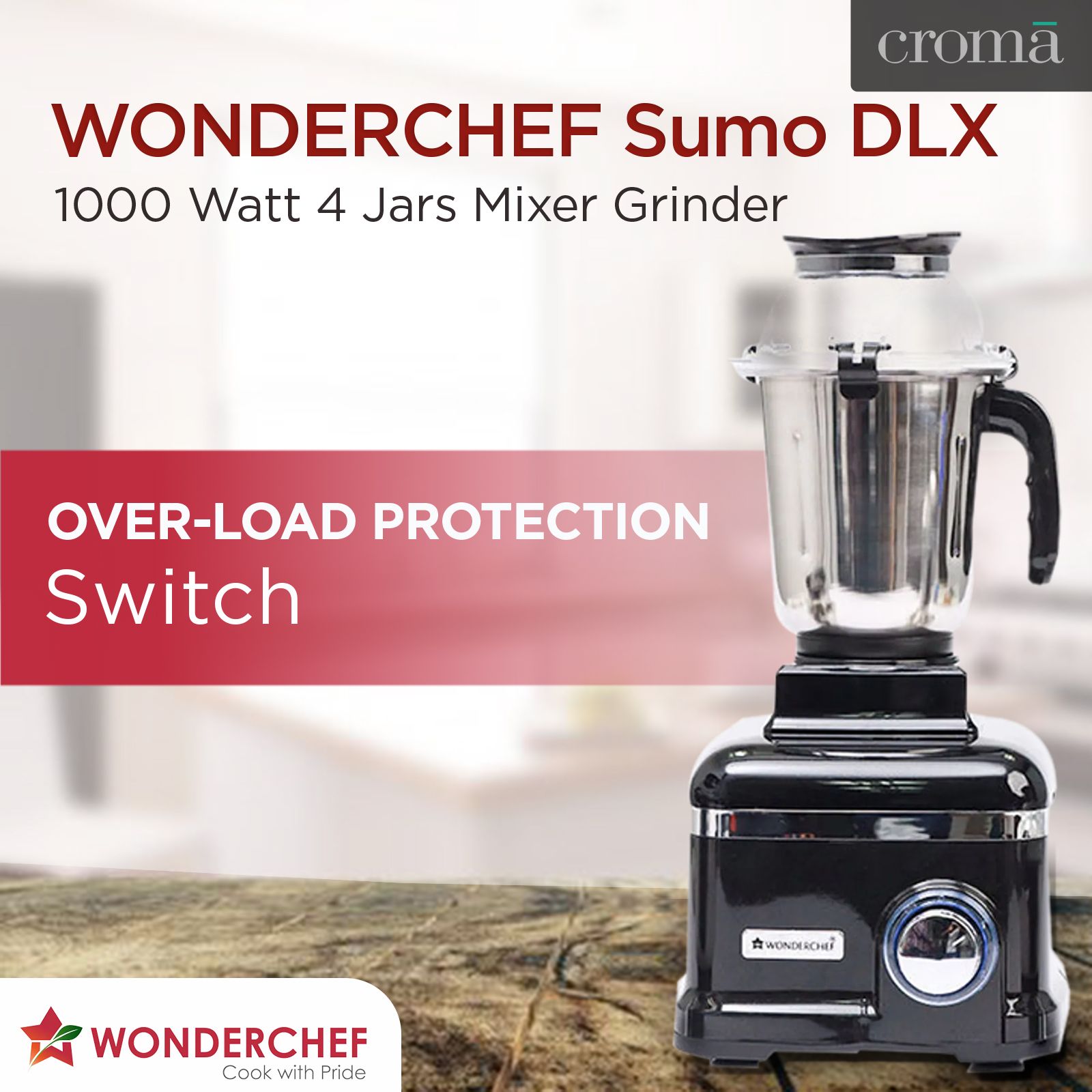 WONDERCHEF Sumo Black DLX 1000 Watt 4 Jars Mixer Grinder (Advanced Air Ventilation System, Black) WONDERCHEF Sumo Black DLX 1000 Watt 4 Jars Mixer Grinder (Advanced Air Ventilation System, Black)_13