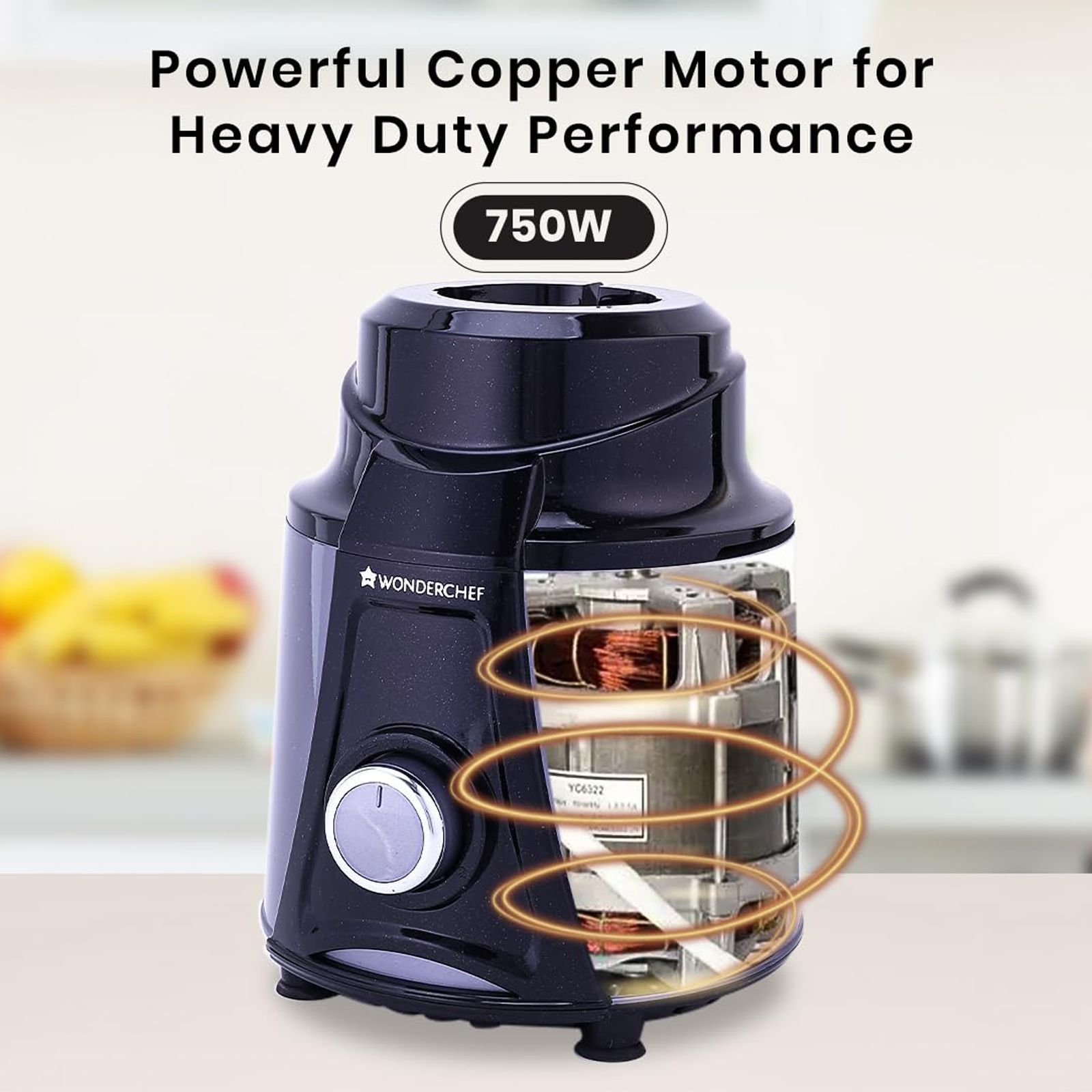 WONDERCHEF Galaxy 750 Watt 4 Jars Mixer Grinder (Powerful Copper Motor, Black and Grey)_7