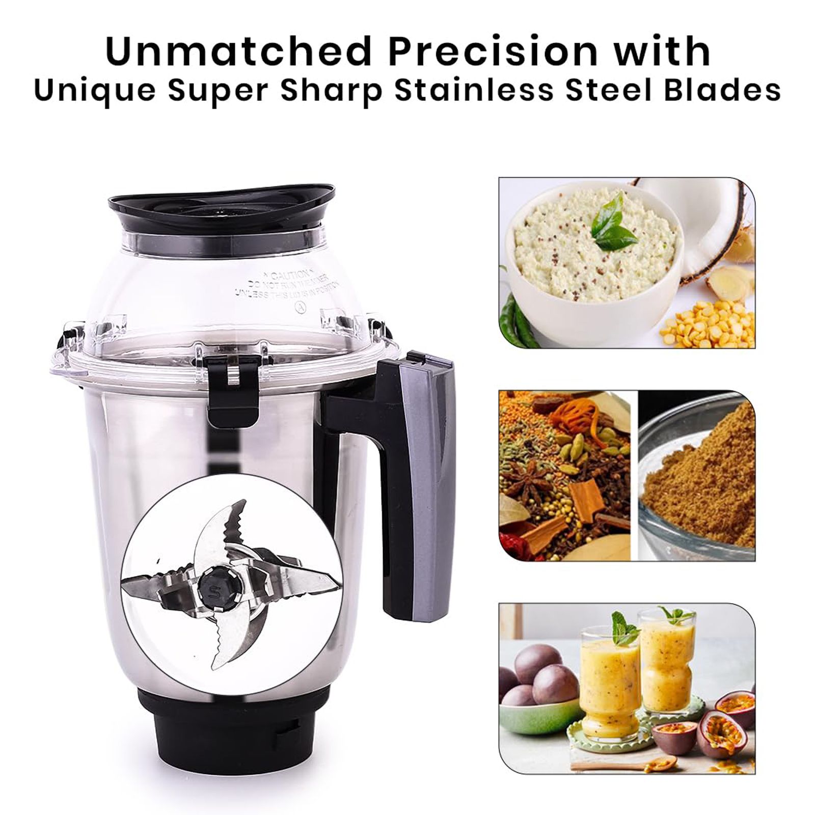 WONDERCHEF Galaxy 750 Watt 4 Jars Mixer Grinder (Powerful Copper Motor, Black and Grey)_9