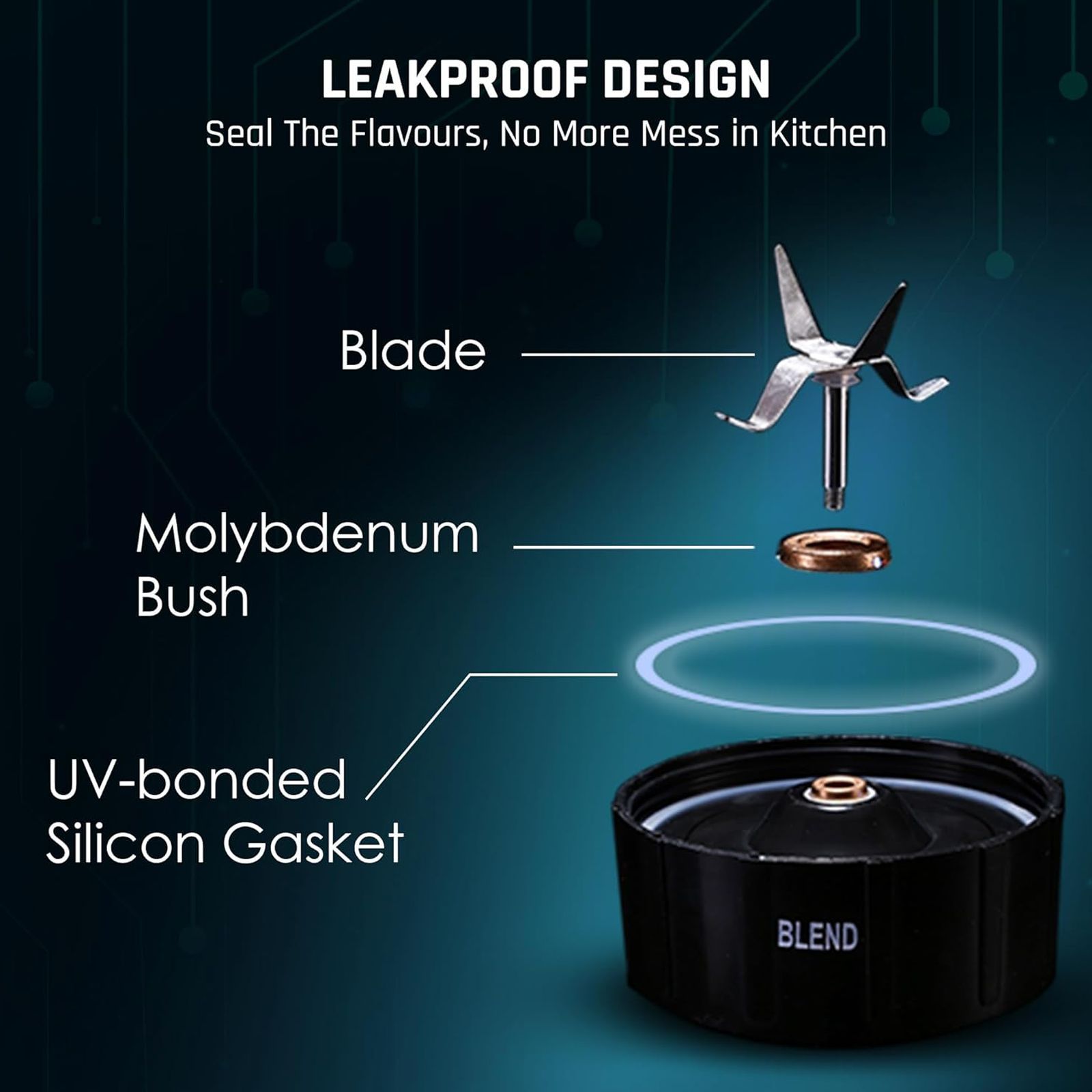 WONDERCHEF Nutri Blend 500 Watt 2 Jars Mixer Grinder (22000 RPM, Copper Motor, Black)_10