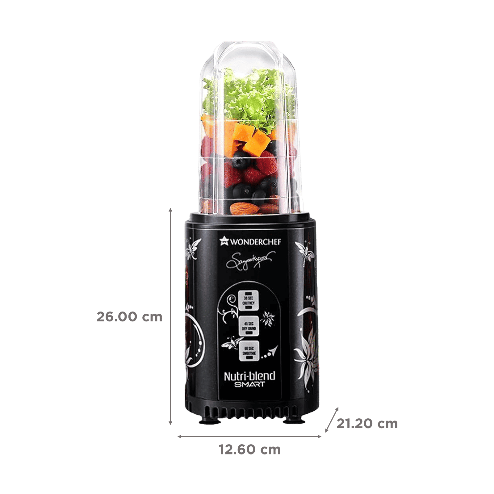 WONDERCHEF Nutri Blend 500 Watt 2 Jars Mixer Grinder (22000 RPM, Copper Motor, Black)_3