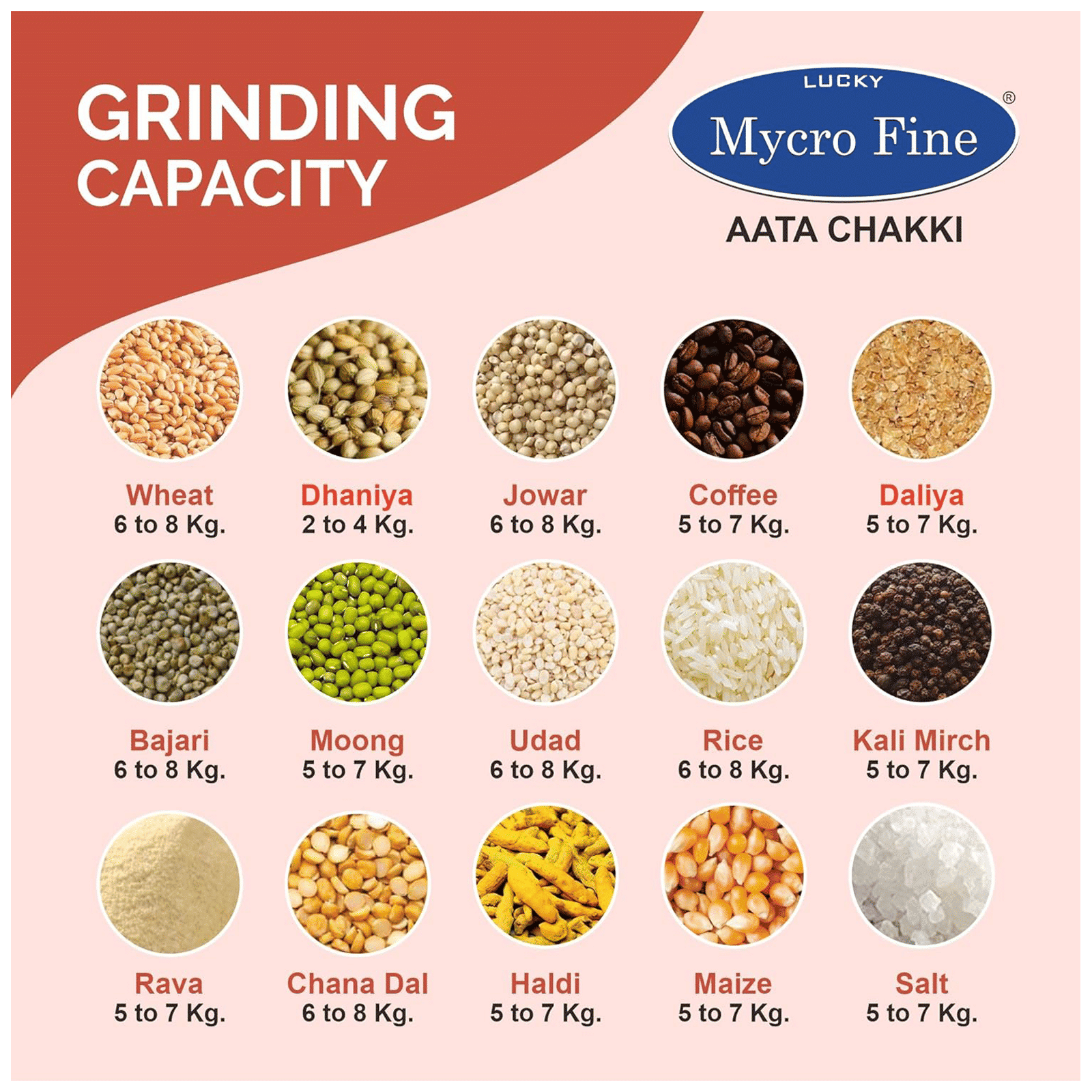 Mycro Fine ECO VC 5 Kg Flour Mill Machine (Copper Winding Motor, Orange Flower)_3