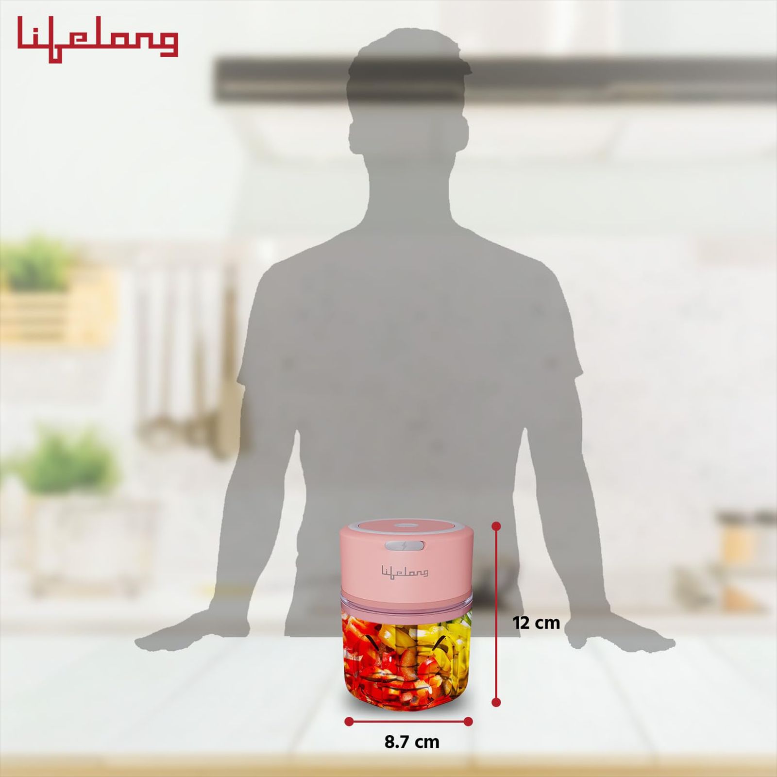 Lifelong Vegetable & Fruit Chopper with 3 Blades (Pink)_4