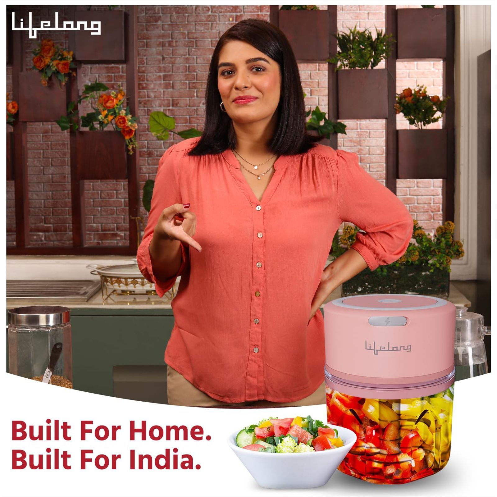 Lifelong Vegetable & Fruit Chopper with 3 Blades (Pink)_7