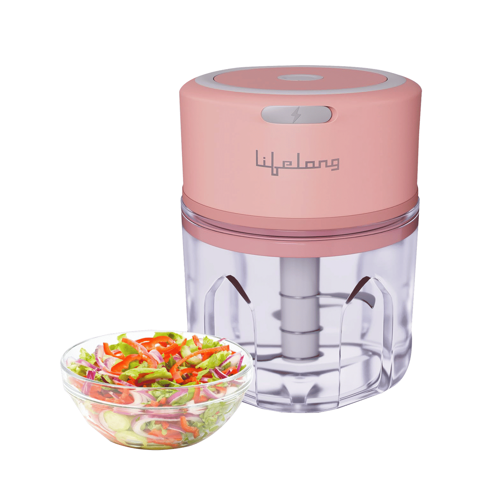 Lifelong Vegetable & Fruit Chopper with 3 Blades (Pink)_1