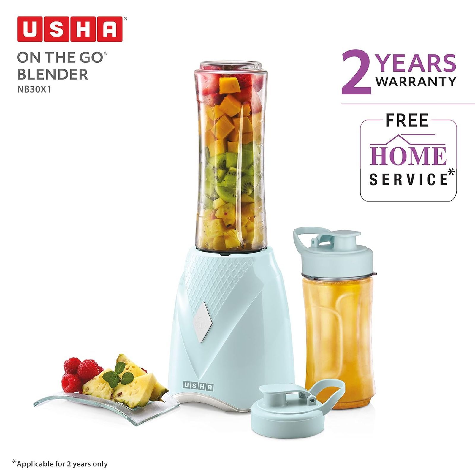 USHA On The Go 350 Watt 2 Jars Juicer Mixer Grinder (Spill Proof, Pastel Green)_3
