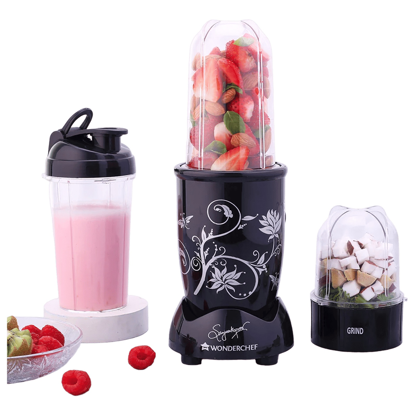 WONDERCHEF Nutri-blend 500 Watt 3 Jars Mixer Grinder Blender (22000 RPM, Copper Motor, Black)_1