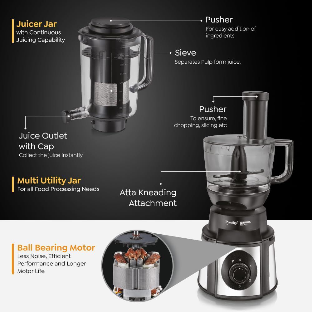 Prestige Endura Pro 1000 Watt Food Processor with 7 Blades (Black) Prestige Endura Pro 1000 Watt Food Processor with 7 Blades (Black)_8