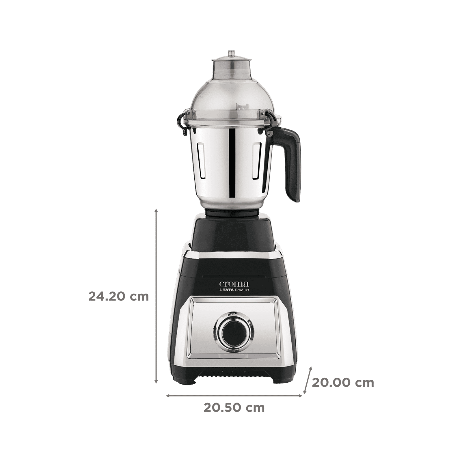 Croma 800 Watt 4 Jars Juicer Mixer Grinder (20000 RPM, Copper Motor, Black & Silver)_3
