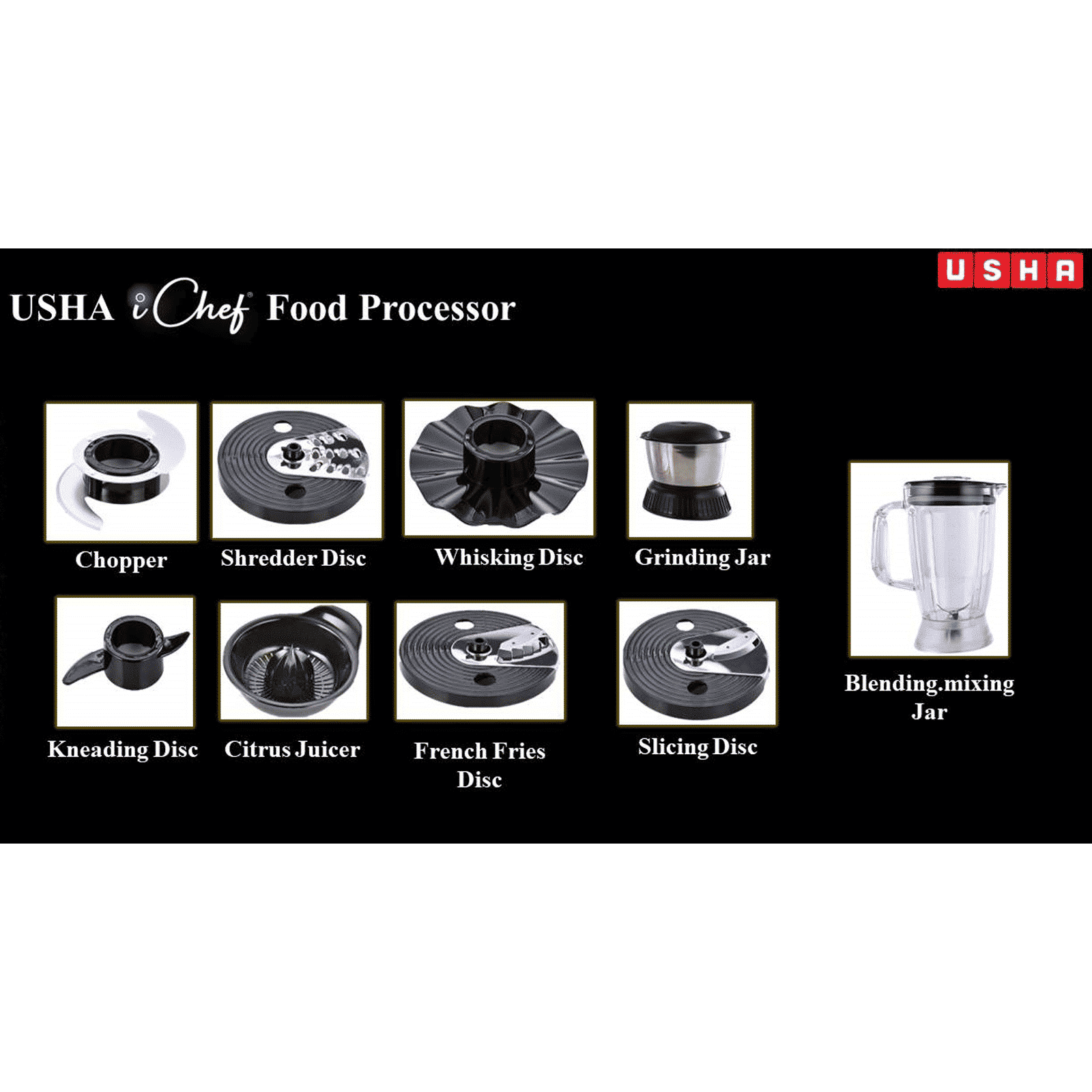USHA iChef 800 Watt Food Processor (Black) USHA iChef 800 Watt Food Processor (Black)_5