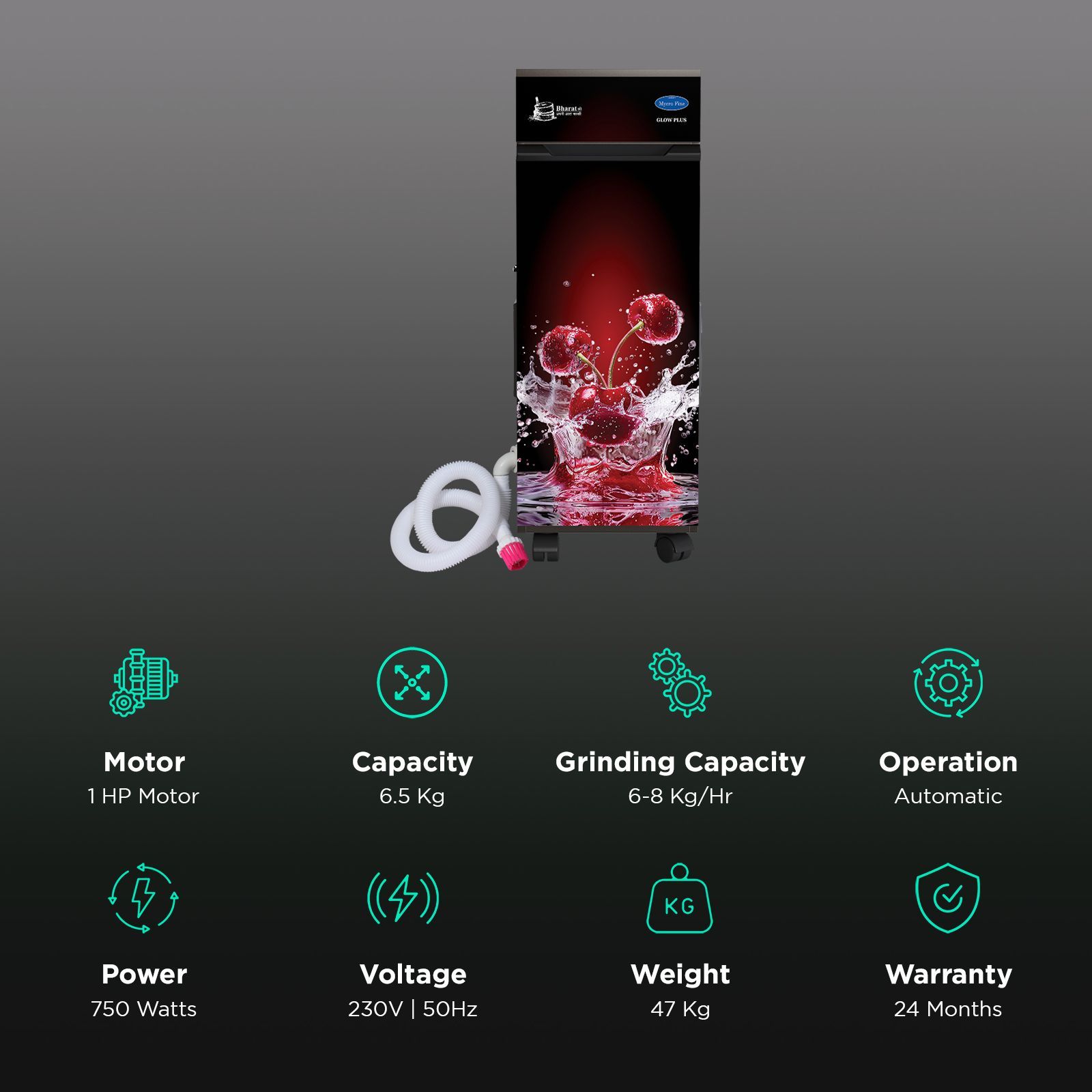 Mycro Fine GLOWPLUS 750 Watts 6.5 Kg Flour Mill Machine (Aircooled Filter, LMFA0519, Red Apple) Mycro Fine GLOWPLUS 750 Watts 6.5 Kg Flour Mill Machine (Aircooled Filter, LMFA0519, Red Apple)_2