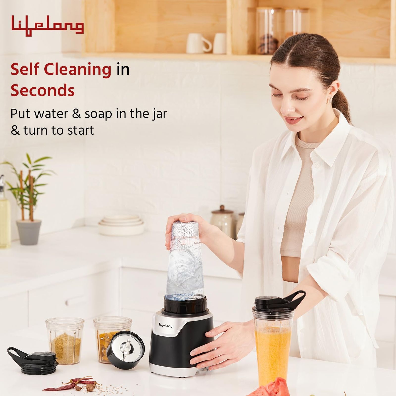 Lifelong Nutri 700 Watt 4 Jars Juicer Blender (21000 RPM, Safety Lock, Black)_6