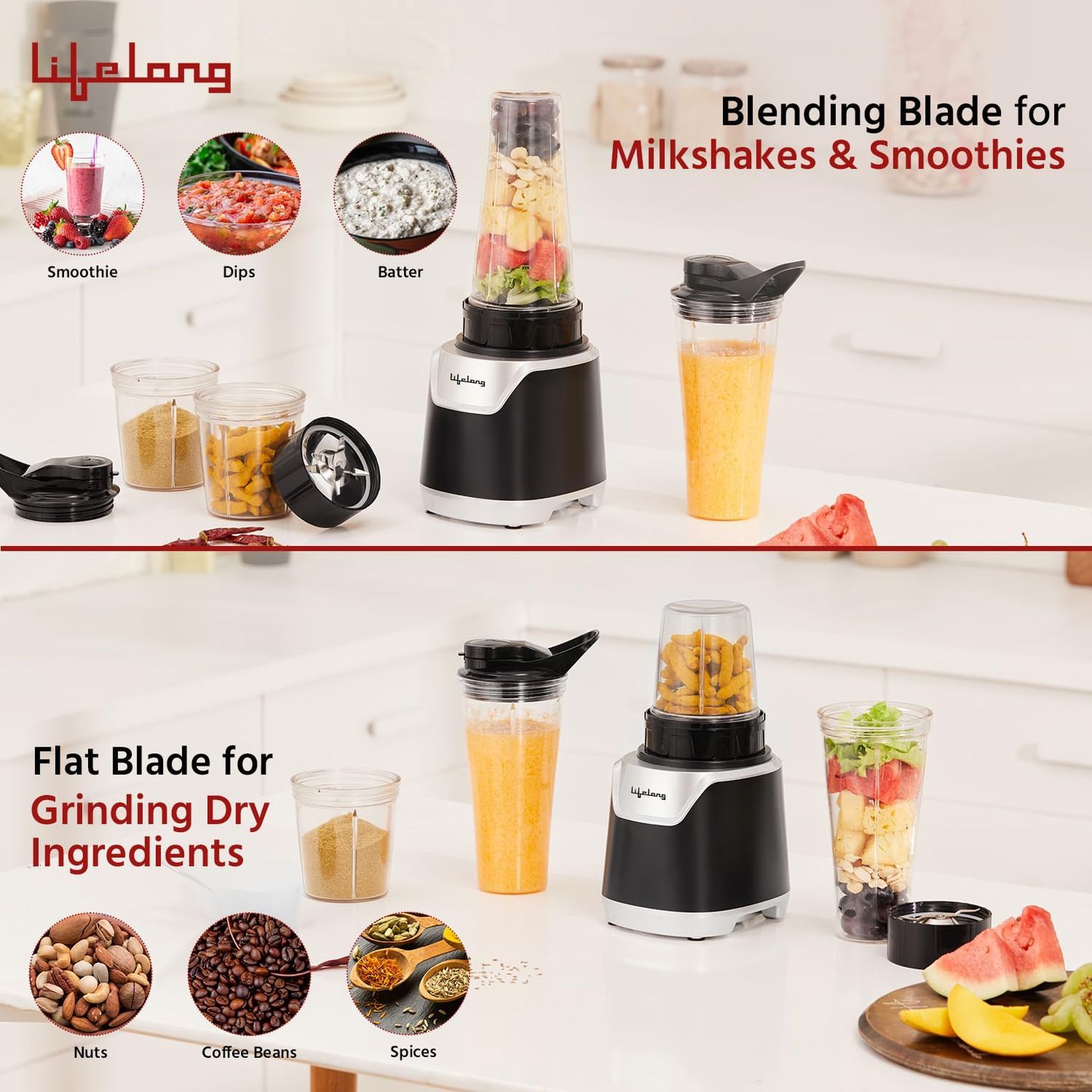 Lifelong Nutri 700 Watt 4 Jars Juicer Blender (21000 RPM, Safety Lock, Black)_4