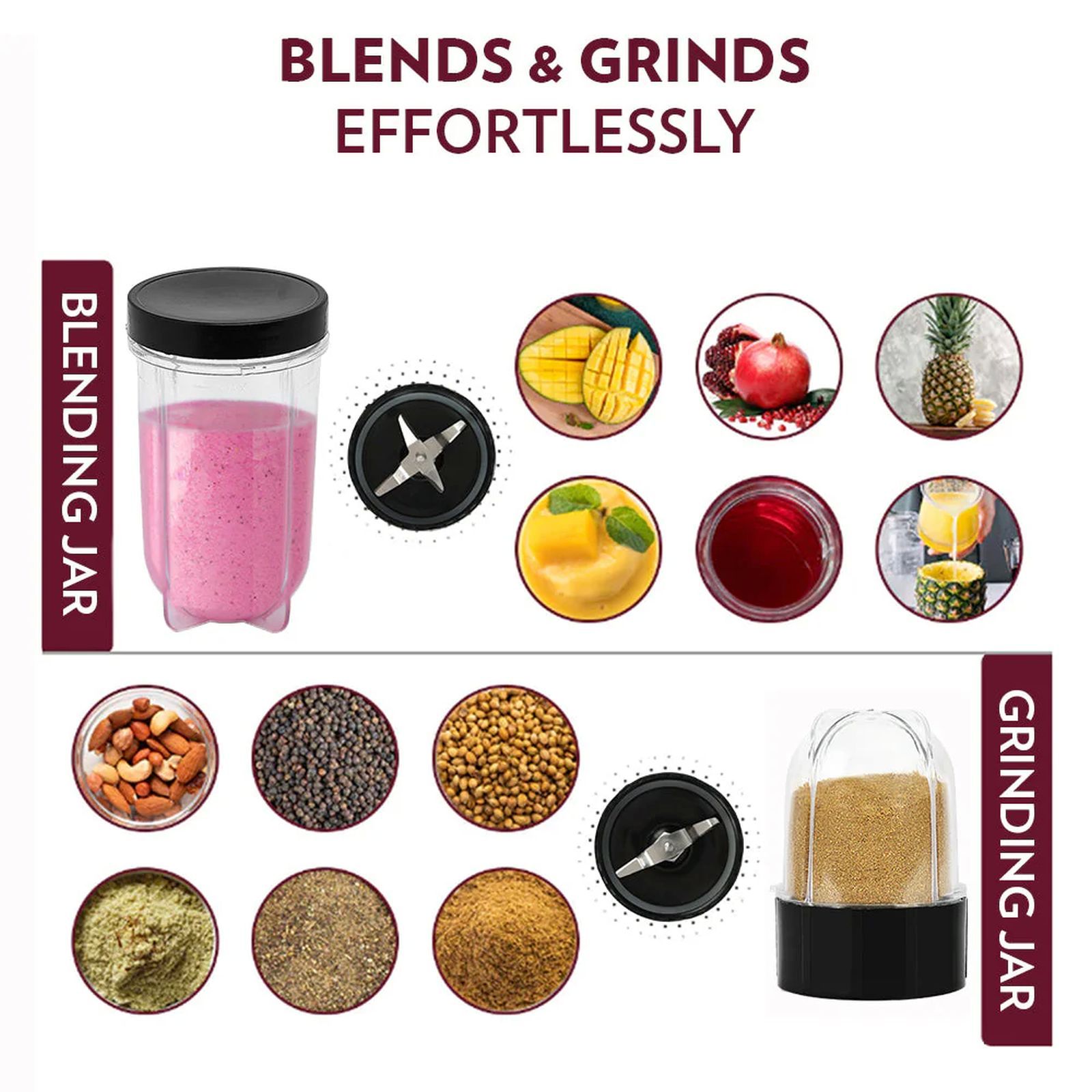 BOROSIL Nutrifresh 400 Watt 2 Jars Blender, Grinder & Smoothie Maker (22,000 RPM, In built Thermostat, Black)_7