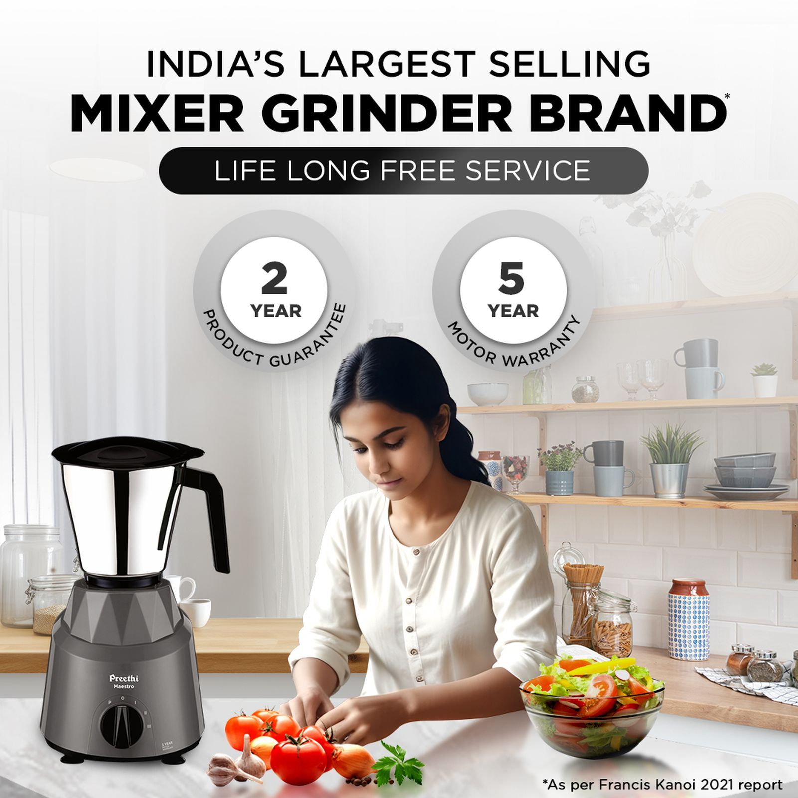 Preethi Maestro 750 Watt 3 Jars Mixer Grinder (18000 RPM, Stainless Steel Jars, Grey)_8