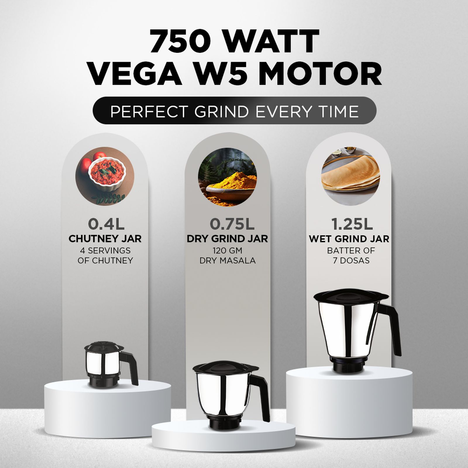 Preethi Maestro 750 Watt 3 Jars Mixer Grinder (18000 RPM, Stainless Steel Jars, Grey)_5