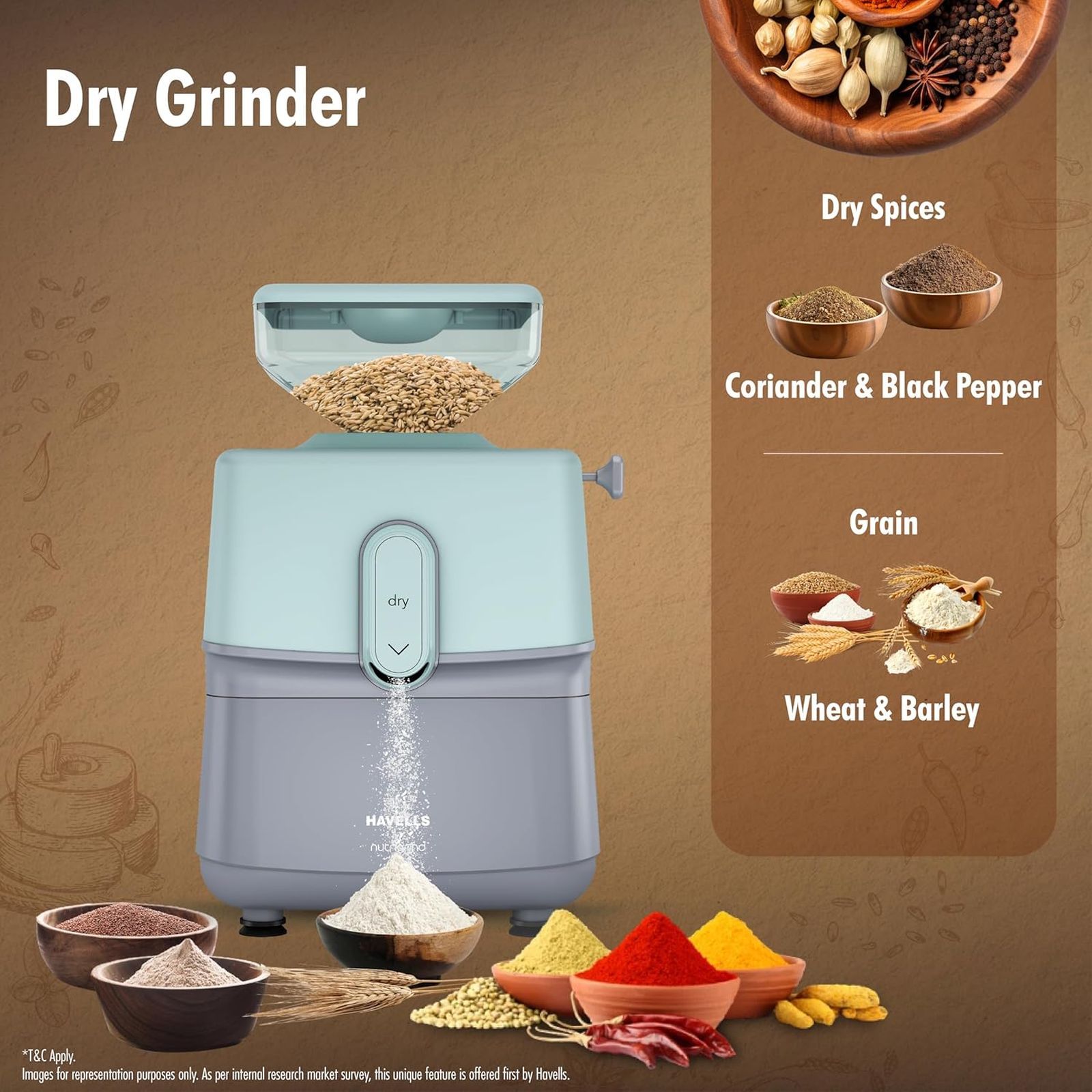 HAVELLS Nutri Grind 1 Litre 2 Stones Wet & Dry Grinder (Induction Motor, Pista Grey)_6