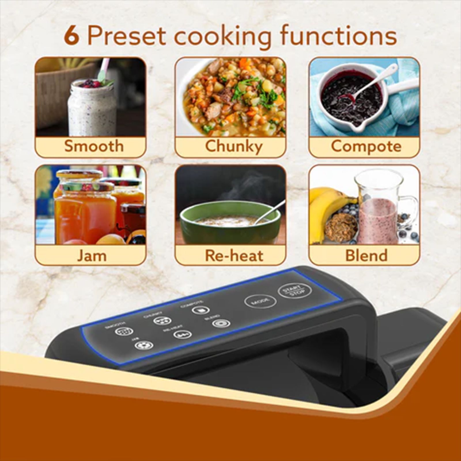 AGARO Elite 900 Watt 1 Litre Soup Maker with 6 Preset Cooking Functions (Grey)_6