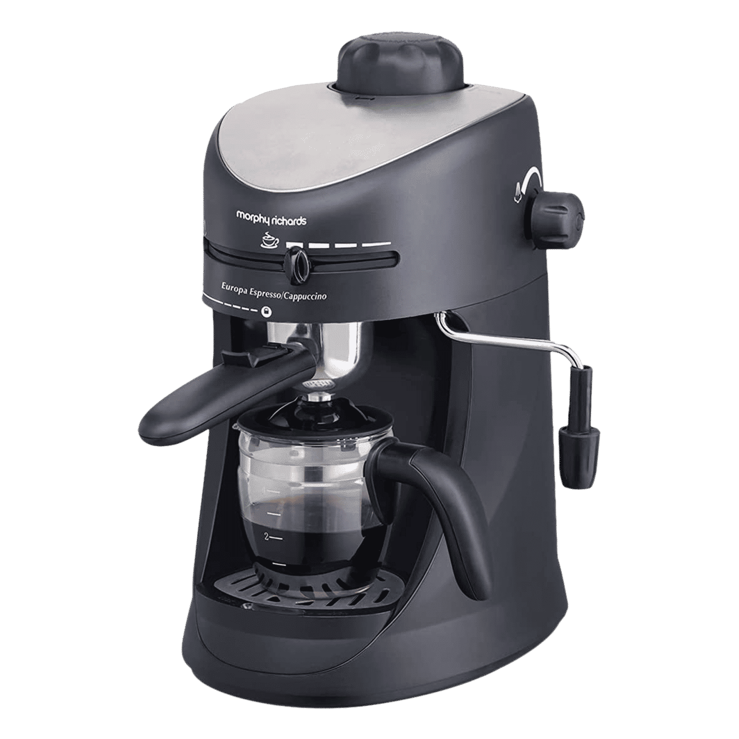 morphy richards Europa 800 Watt 4 Cups Manual Espresso & Cappuccino Coffee Maker with In-Built Froth Maker (Black)_1