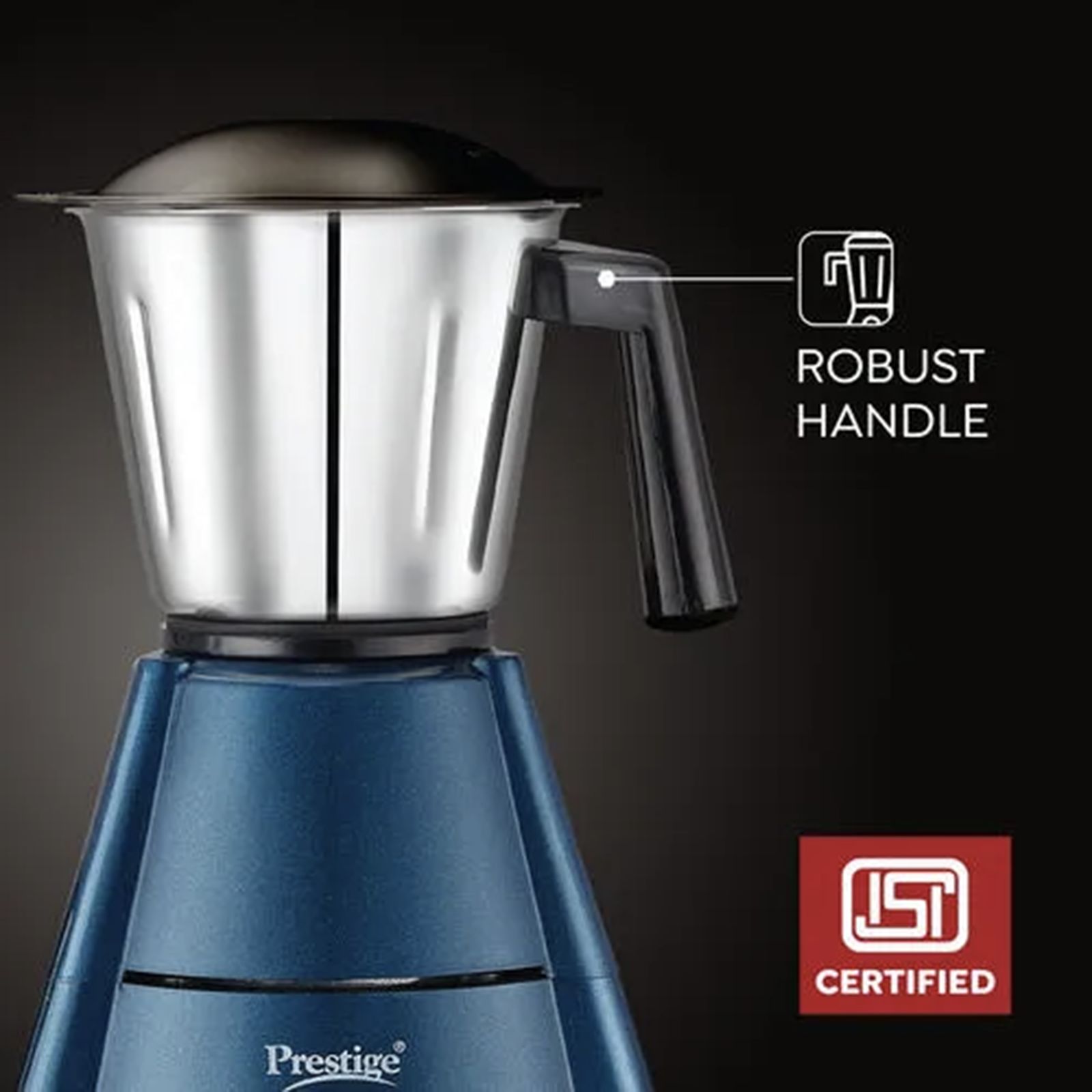 Prestige Grace 750 Watt 3 Jars Mixer Grinder (Dome Shaped LID, Blue & Black)_5