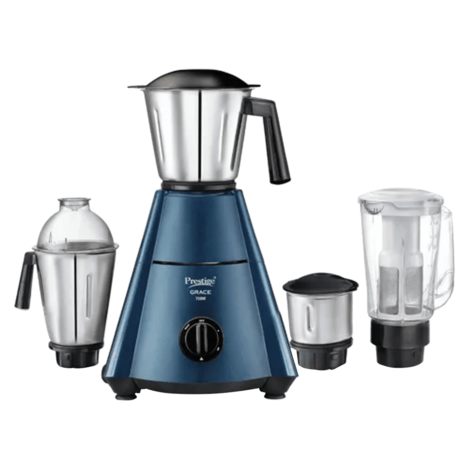 Prestige Grace 750 Watt 4 Jars Juicer Mixer Grinder (Dome Shaped Lid, Blue & Black)_1
