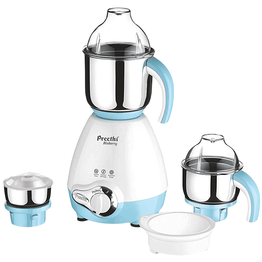 Preethi Blueberry 750 Watt Mixer Grinder (11000289, White/Blue)_1