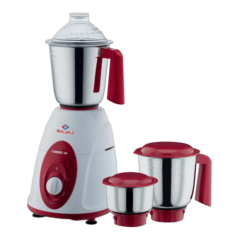Bajaj 750 Watt Mixer Grinder (Classic, White/Red)_1