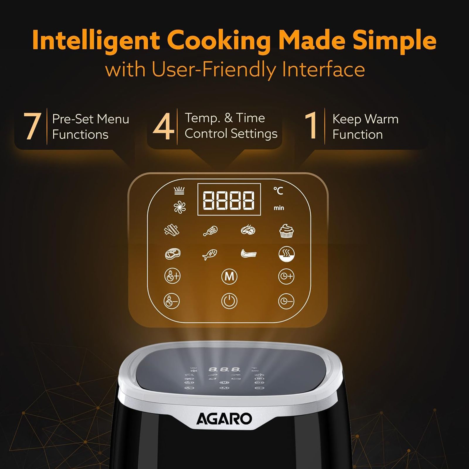 AGARO Galaxy 4.5L 1400 Watt Digital Air Fryer with 360 Degrees Air Circulation Technology (Black) AGARO Galaxy 4.5L 1400 Watt Digital Air Fryer with 360 Degrees Air Circulation Technology (Black)_3