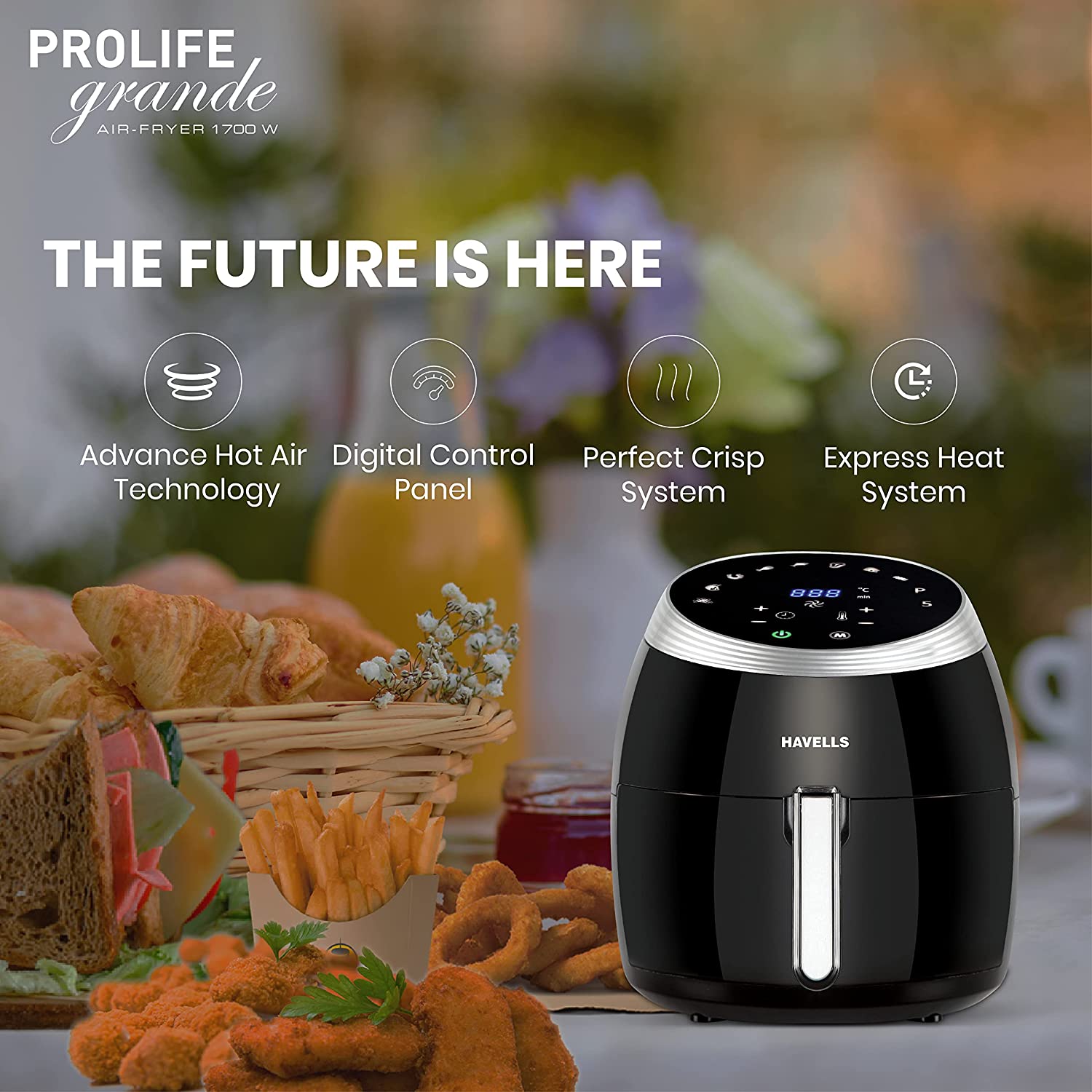 HAVELLS Prolife Grande 6.5L 1700 Watt Digital Air Fryer with Aero Crisp Technology (Black) HAVELLS Prolife Grande 6.5L 1700 Watt Digital Air Fryer with Aero Crisp Technology (Black)_15