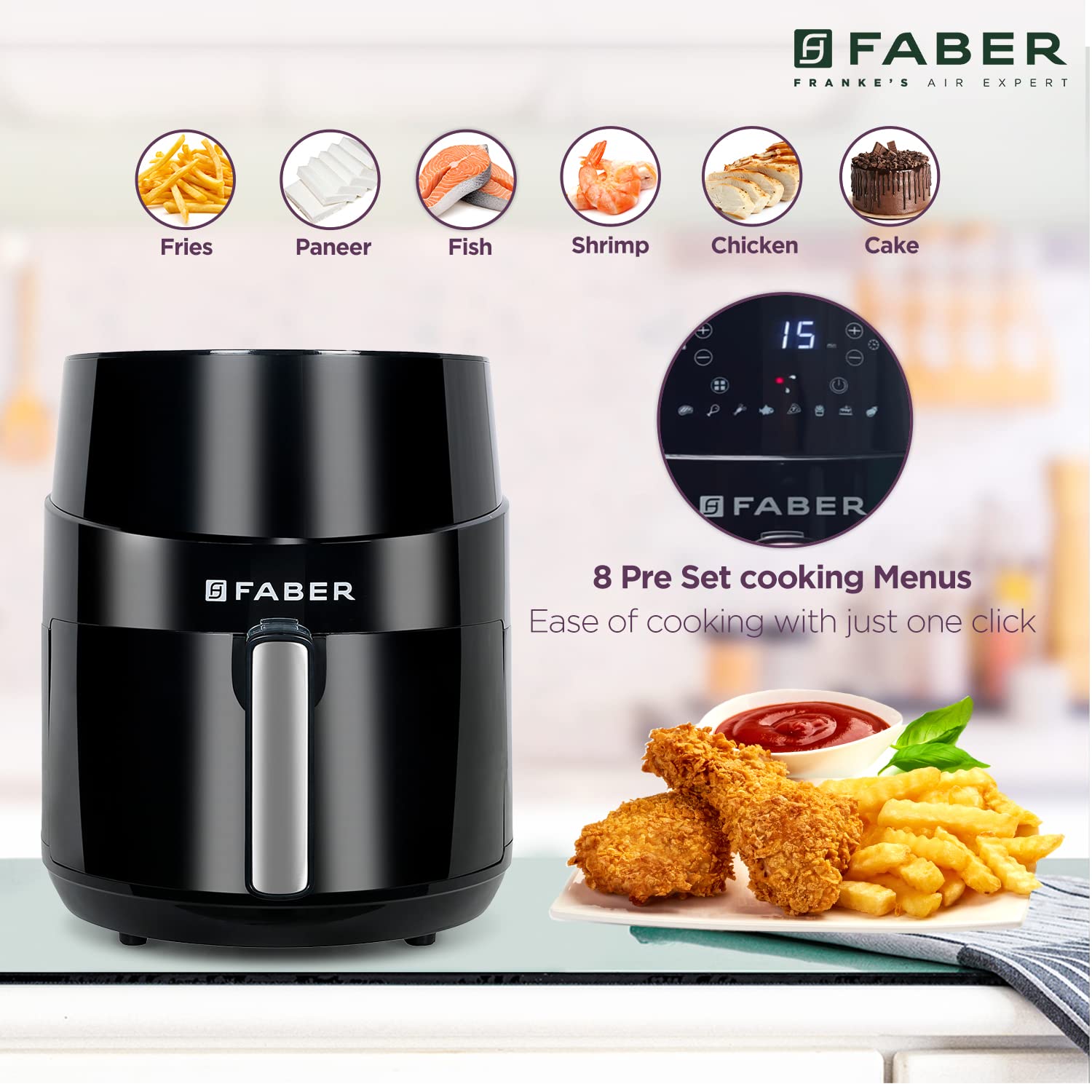 FABER 4.5L 1500 Watt Digital Air Fryer with Rapid Air Technology (Black)_16