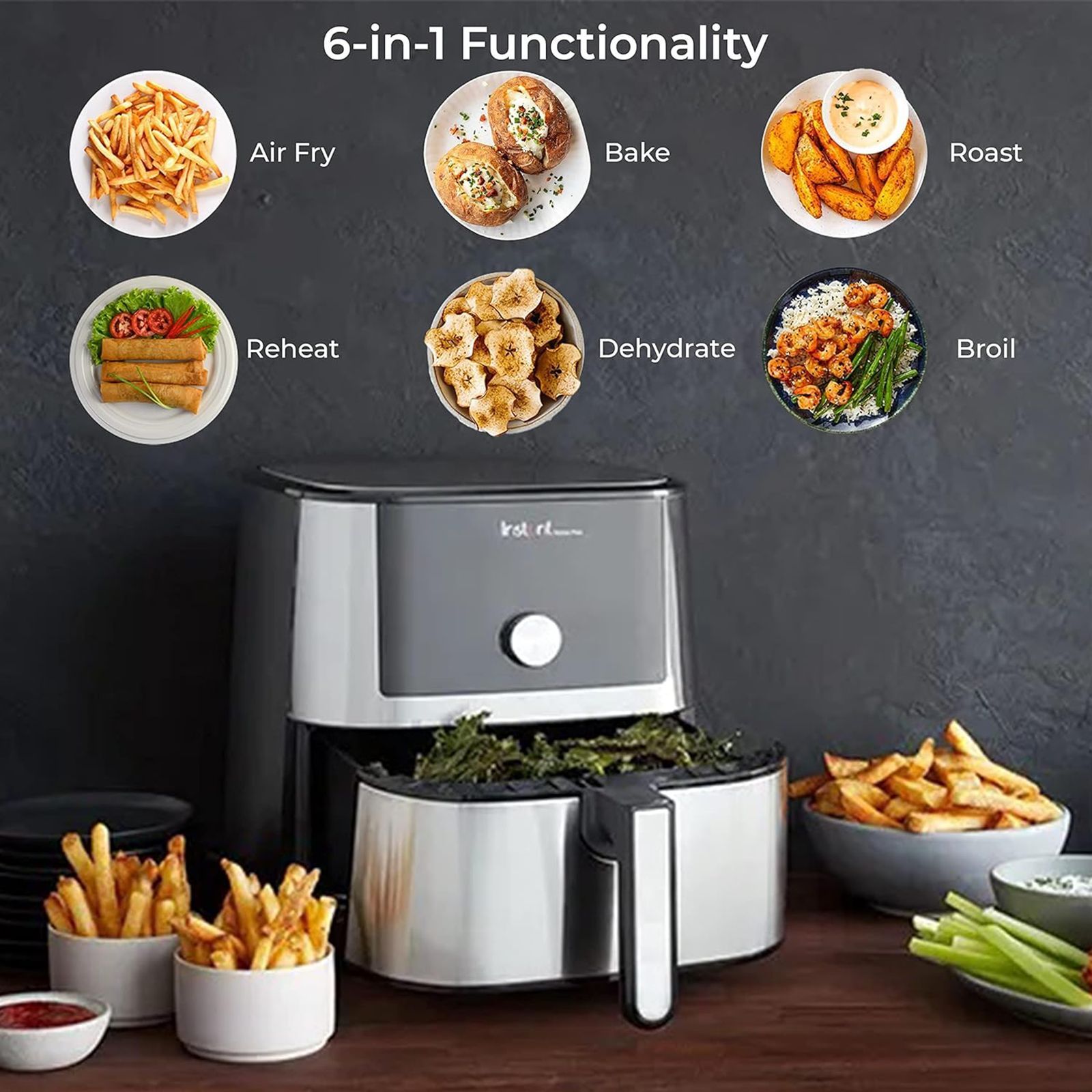 Instant Pot Vortex Plus 5.67L 1500 Watt Digital Air Fryer with EvenCrisp Technology (Silver)_12