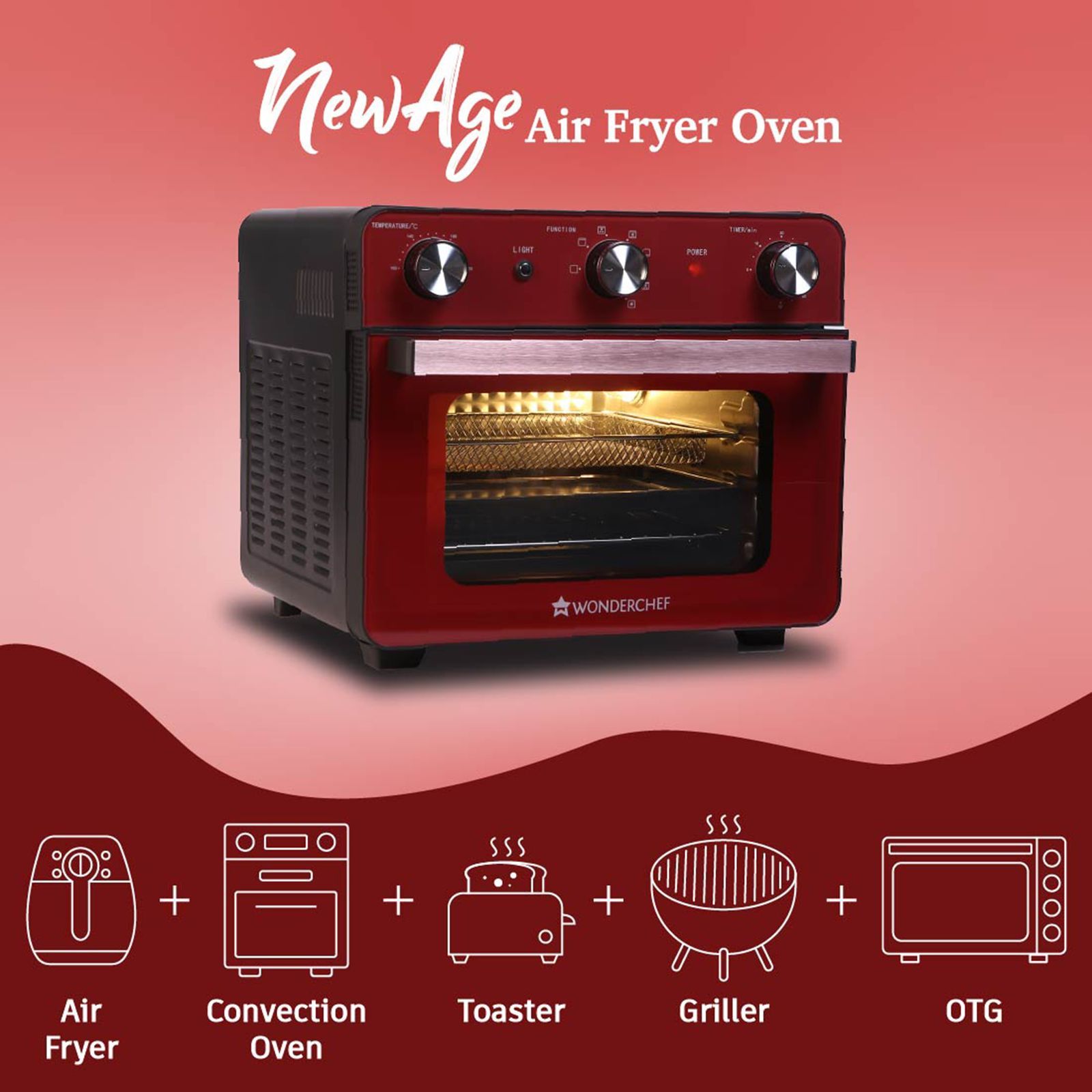 WONDERCHEF Crimson Edge 23L Air Fryer Microwave Oven with 360 Degree Hot Air Circulation Technology (Red) WONDERCHEF Crimson Edge 23L Air Fryer Microwave Oven with 360 Degree Hot Air Circulation Technology (Red)_9