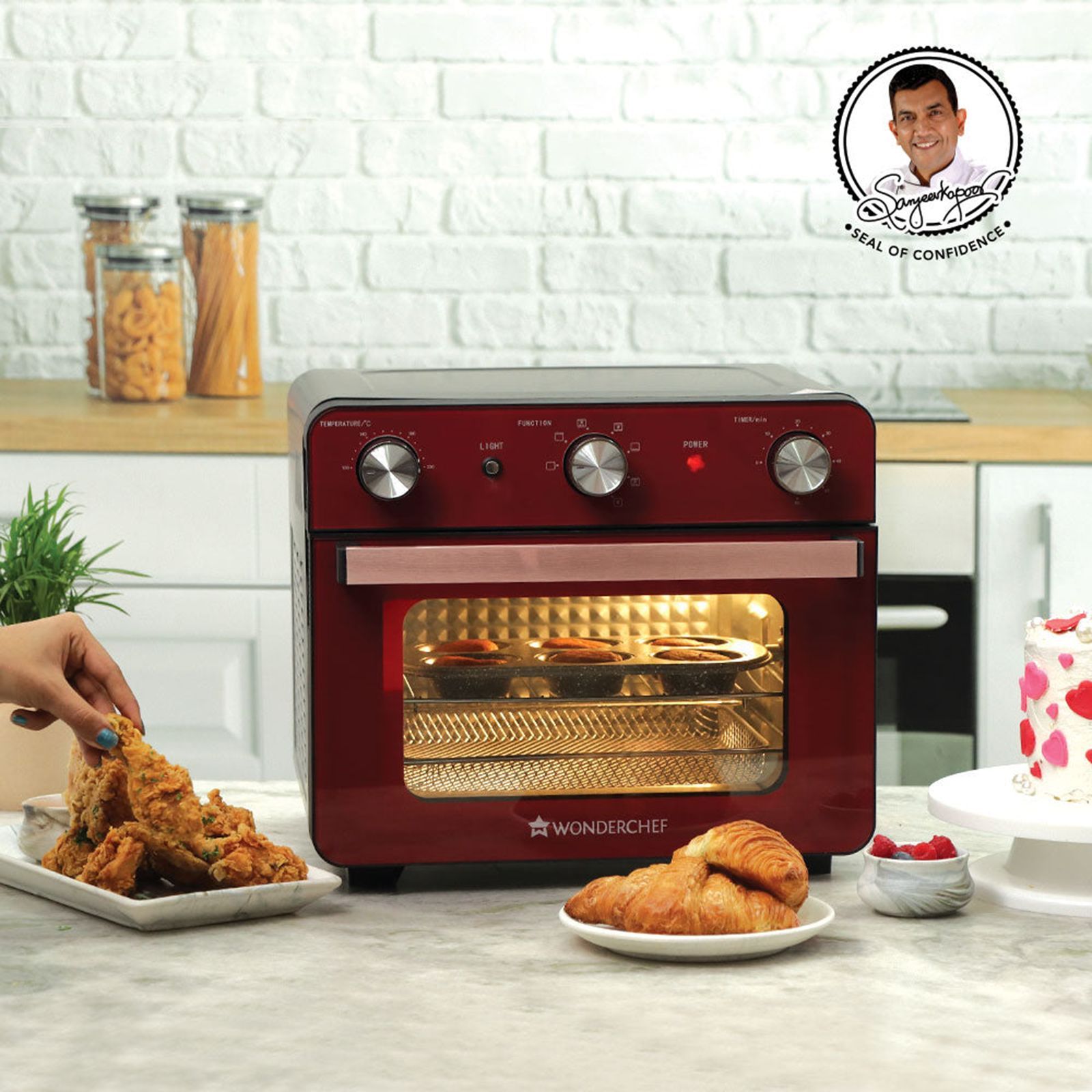 WONDERCHEF Crimson Edge 23L Air Fryer Microwave Oven with 360 Degree Hot Air Circulation Technology (Red) WONDERCHEF Crimson Edge 23L Air Fryer Microwave Oven with 360 Degree Hot Air Circulation Technology (Red)_13