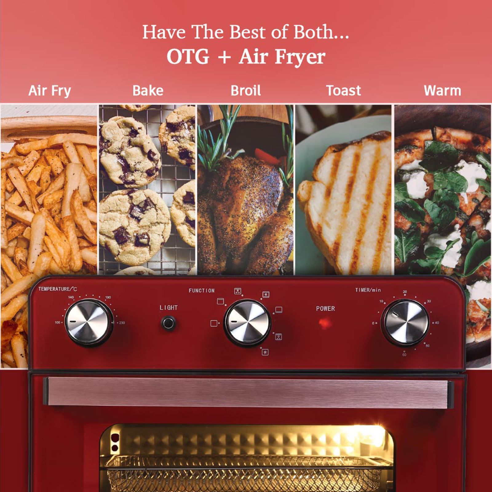 WONDERCHEF Crimson Edge 23L Air Fryer Microwave Oven with 360 Degree Hot Air Circulation Technology (Red) WONDERCHEF Crimson Edge 23L Air Fryer Microwave Oven with 360 Degree Hot Air Circulation Technology (Red)_5