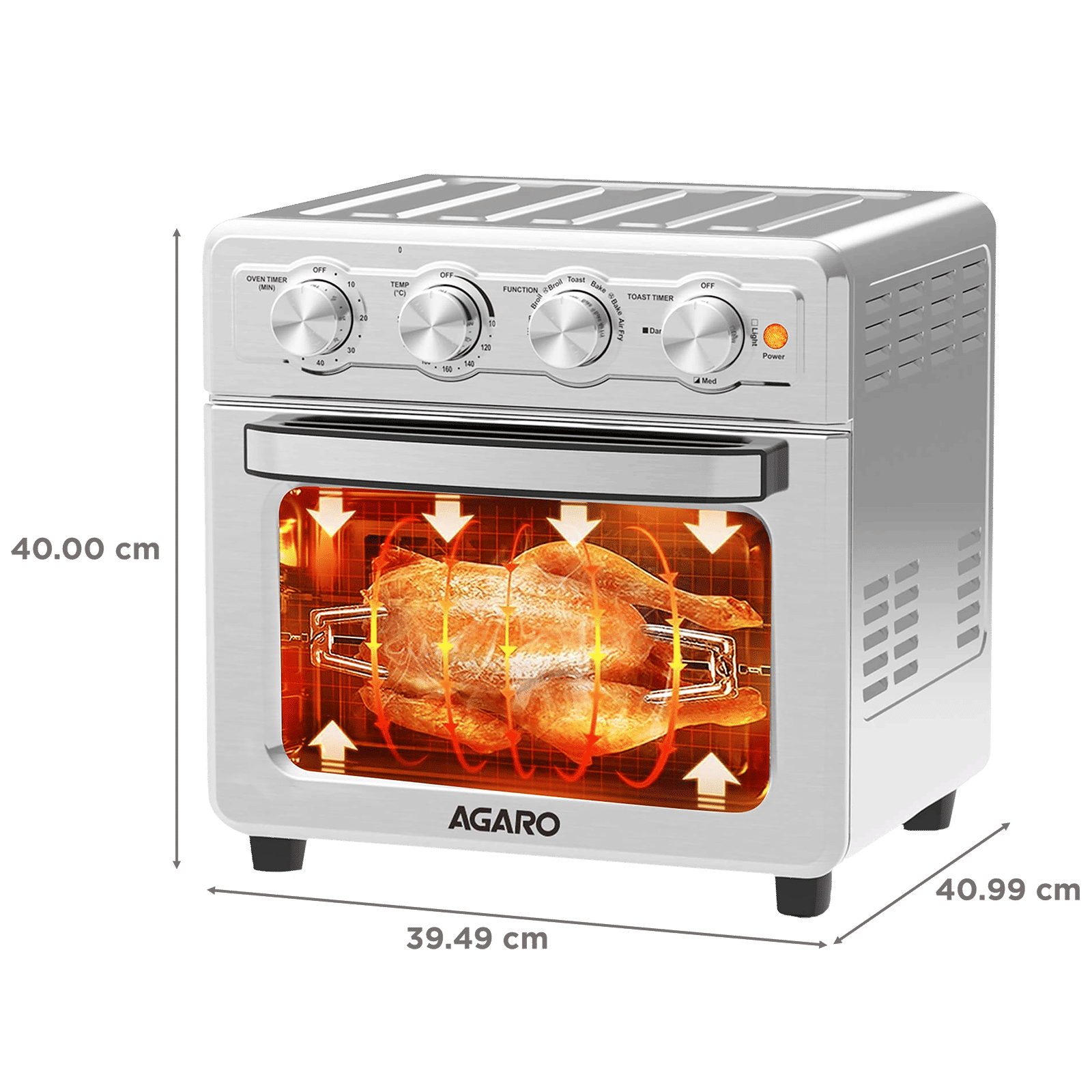 AGARO Regal 23L 1700 Watt Air Fryer with 360 Degree Heat Circulation Technology (Silver)_2