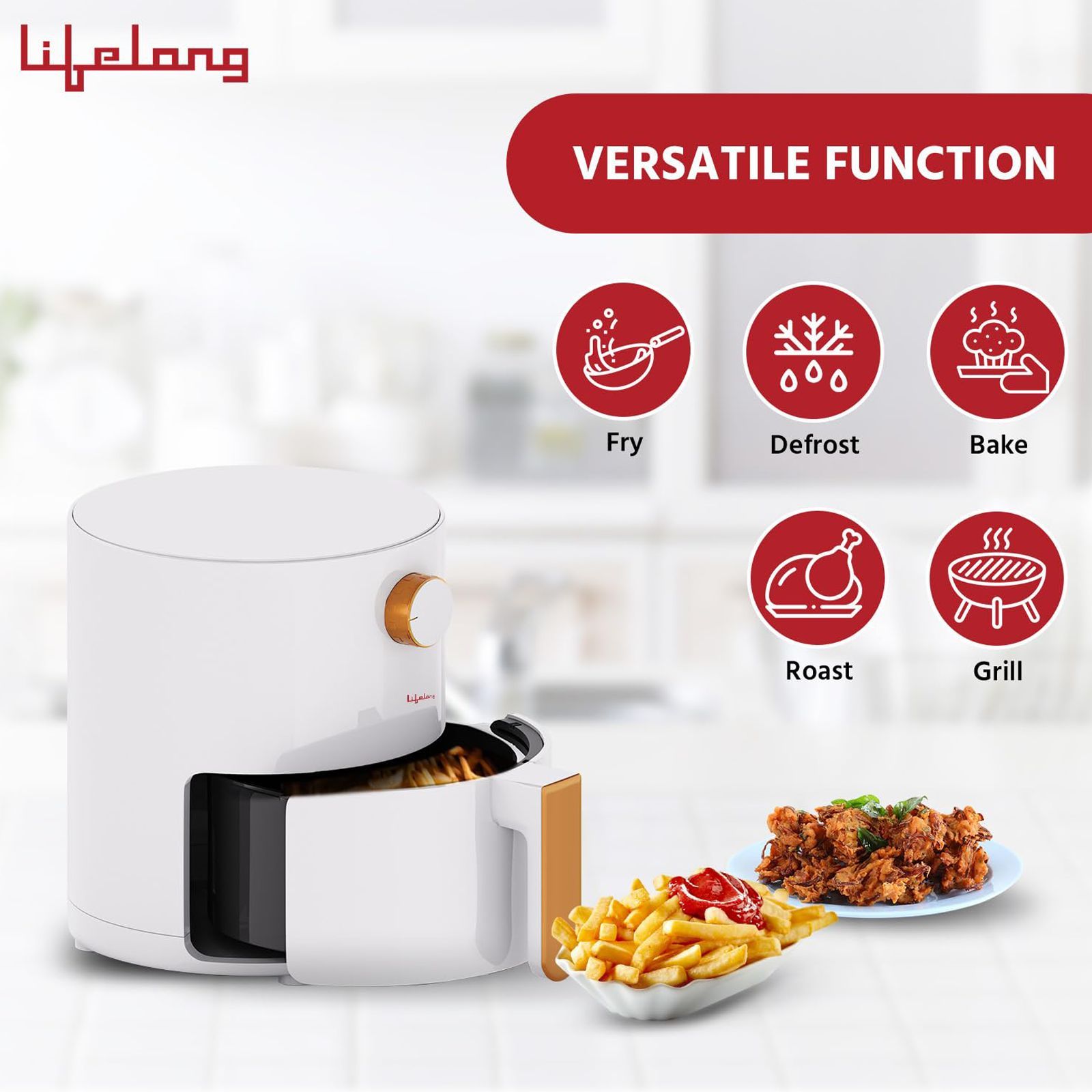 Lifelong LLHF25 2.5L 800 Watt Air Fryer with Air Circulation Technology (White) Lifelong LLHF25 2.5L 800 Watt Air Fryer with Air Circulation Technology (White)_6