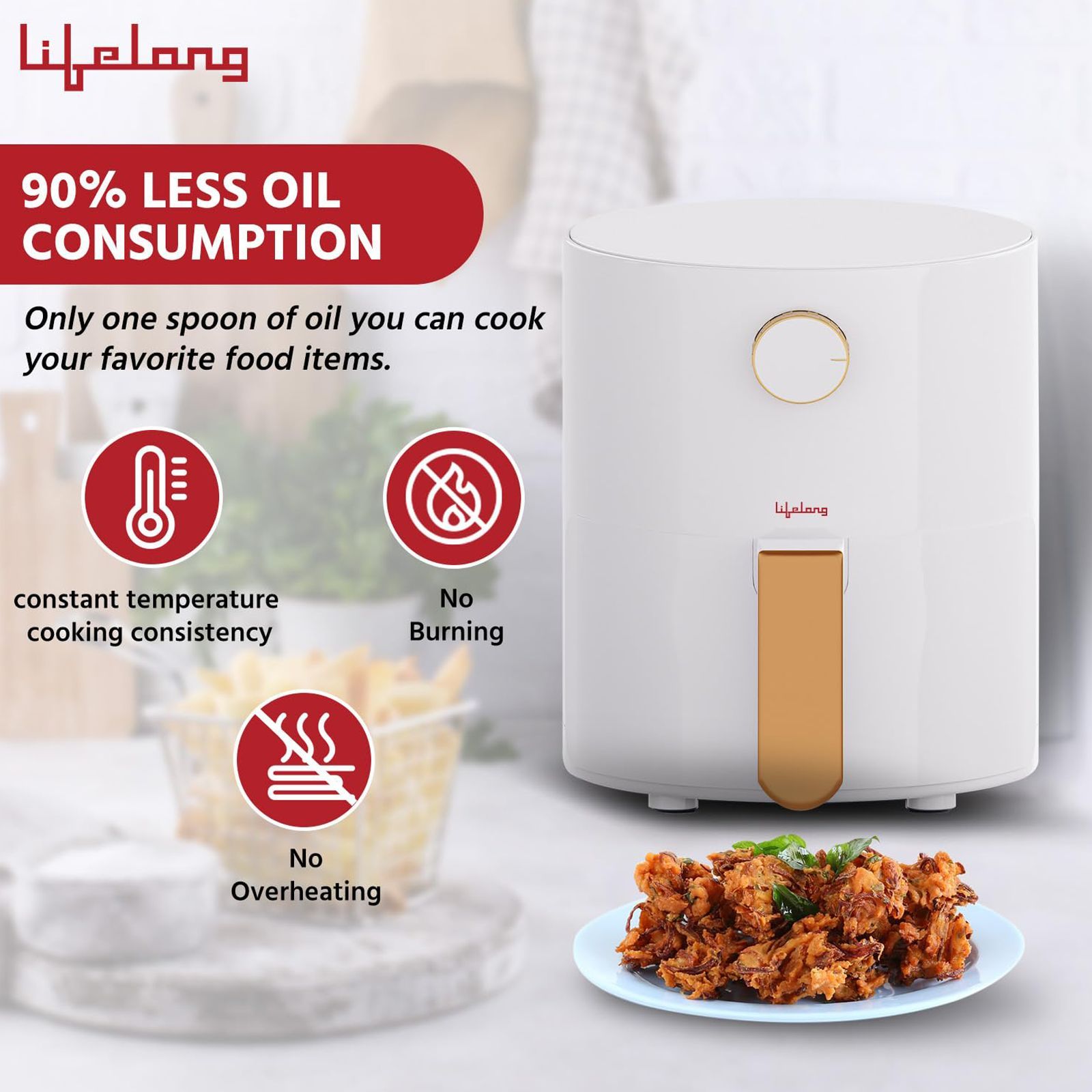 Lifelong LLHF25 2.5L 800 Watt Air Fryer with Air Circulation Technology (White) Lifelong LLHF25 2.5L 800 Watt Air Fryer with Air Circulation Technology (White)_7