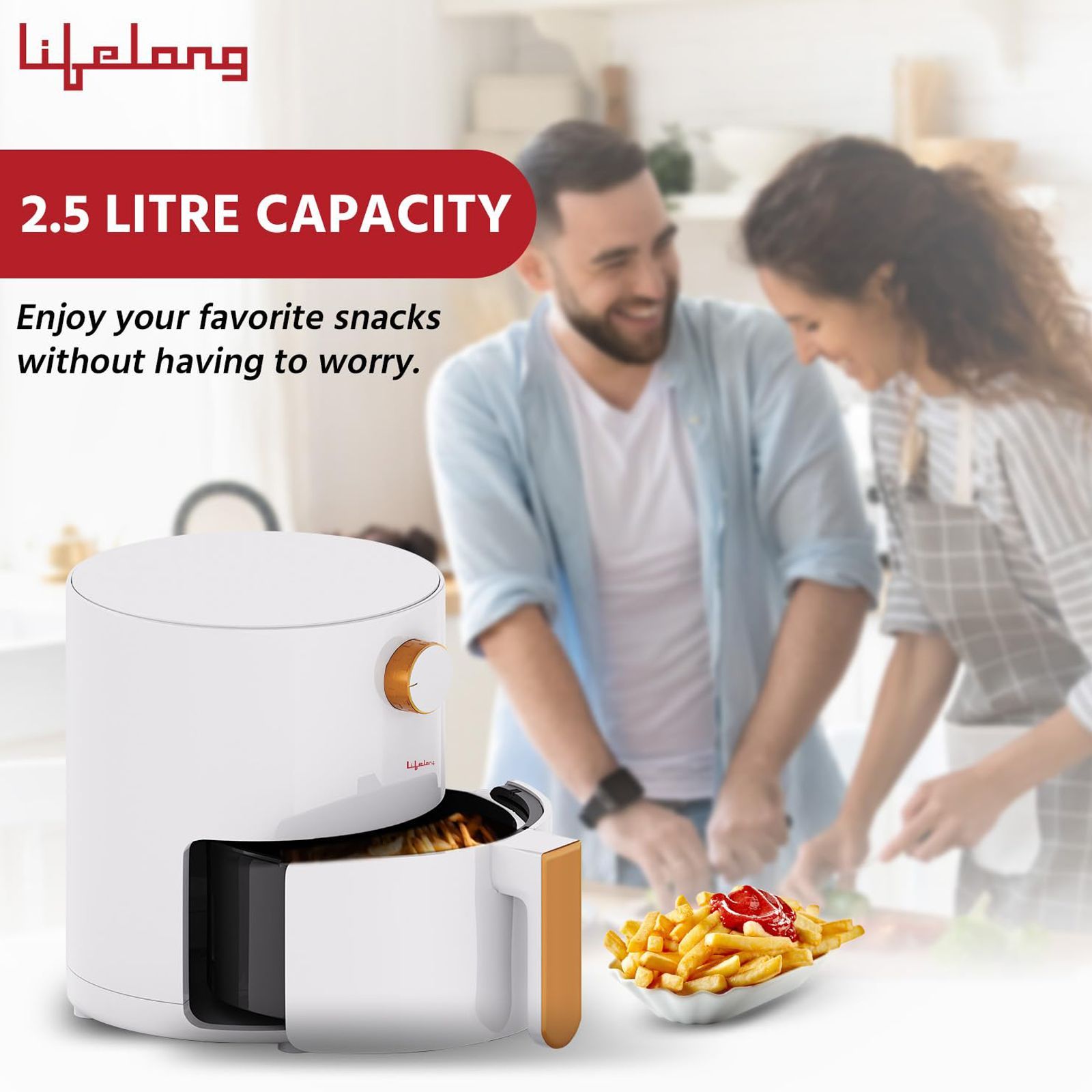 Lifelong LLHF25 2.5L 800 Watt Air Fryer with Air Circulation Technology (White) Lifelong LLHF25 2.5L 800 Watt Air Fryer with Air Circulation Technology (White)_4