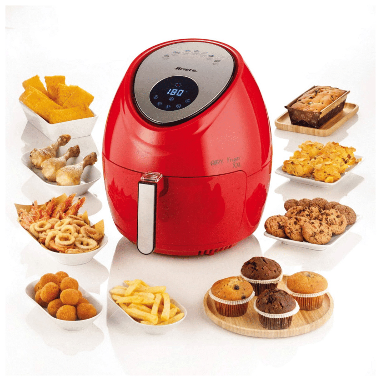 Ariete XXL 5.5L 1800 Watt Air Fryer with 7 Preset Cooking Modes (Red)_6
