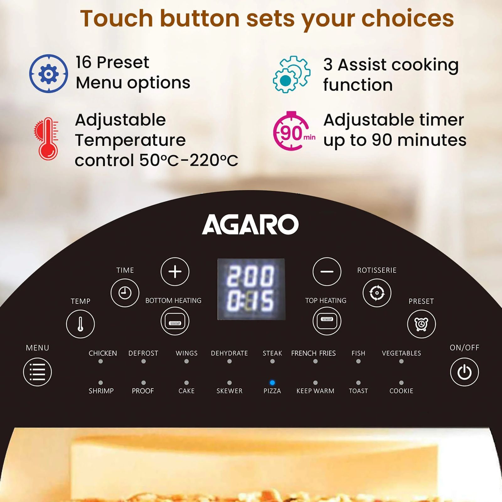 AGARO Elite 14.5L 1700 Watt Digital Air Fryer with 360 Degree Thermal Cycle Technology (Black)_7